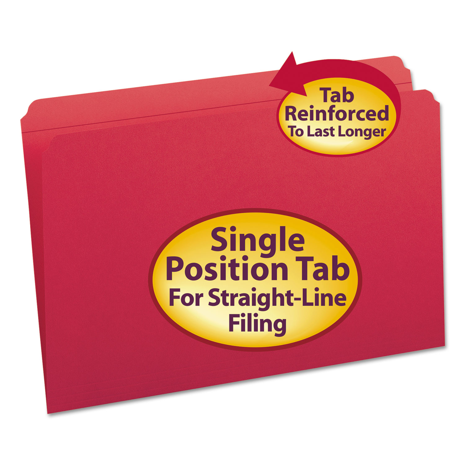  Smead 17710 Reinforced Top Tab Colored File Folders, Straight Tab, Legal Size, Red, 100/Box (SMD17710) 