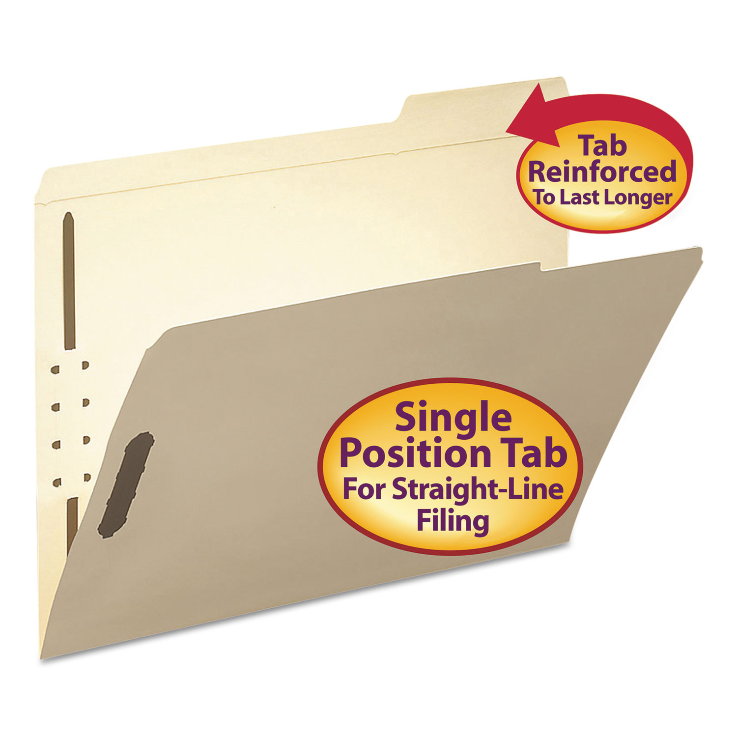  Smead 14538 Top Tab 2-Fastener Folders, 1/3-Cut Tabs, Right Position, Letter Size, 11 pt. Manila, 50/Box (SMD14538) 