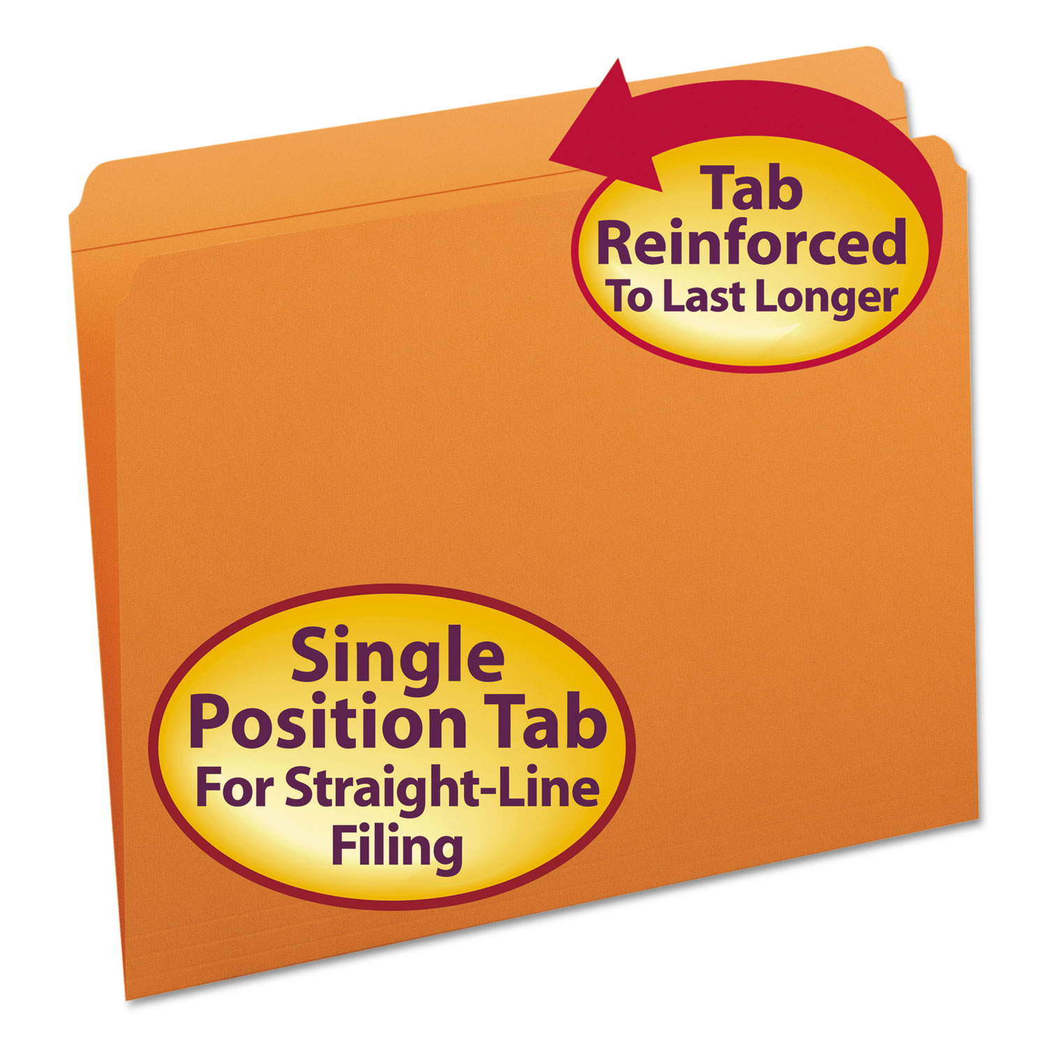  Smead 12510 Reinforced Top Tab Colored File Folders, Straight Tab, Letter Size, Orange, 100/Box (SMD12510) 