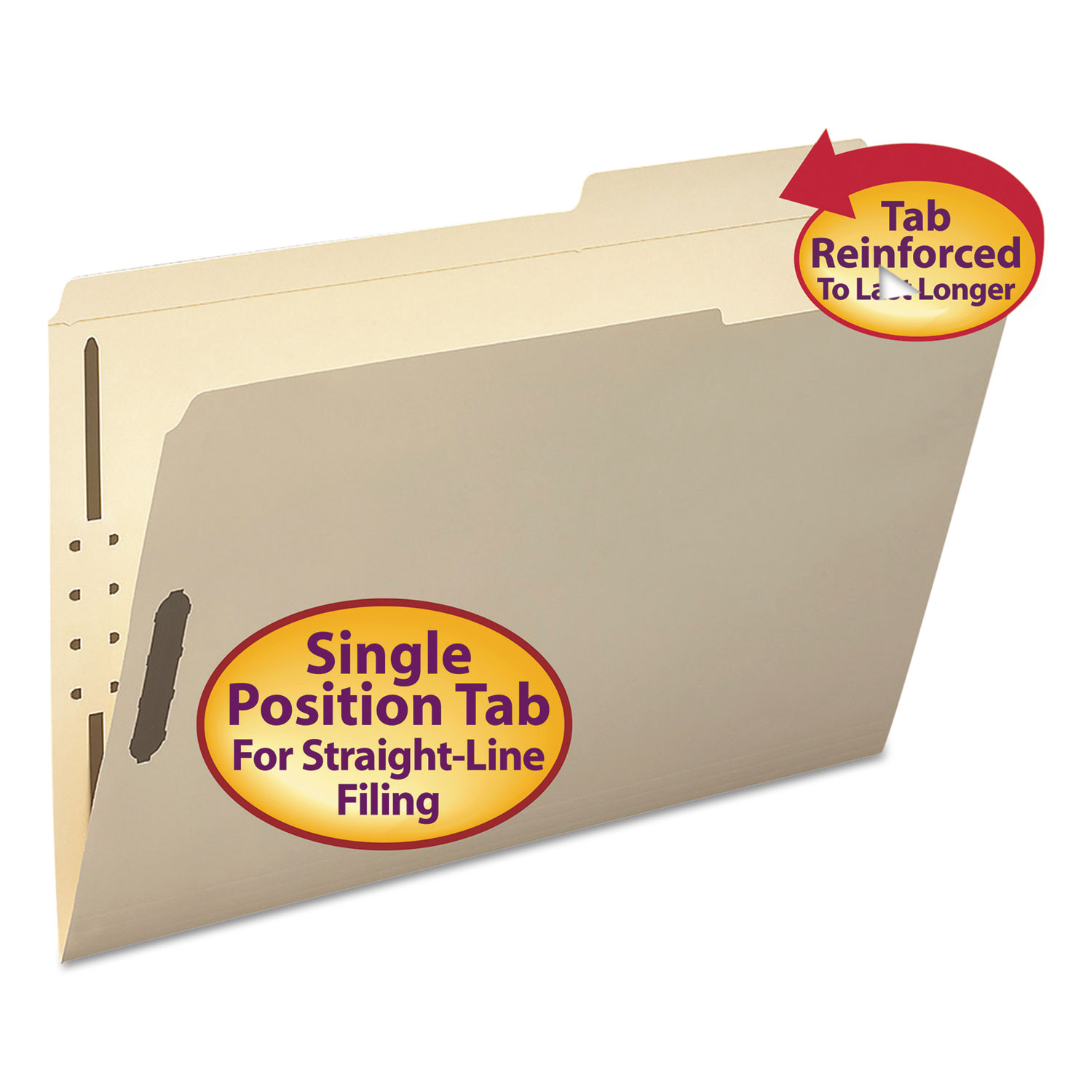  Smead 19587 Top Tab 2-Fastener Folders, 2/5-Cut Tabs, Right of Center, Legal Size, 11 pt. Manila, 50/Box (SMD19587) 