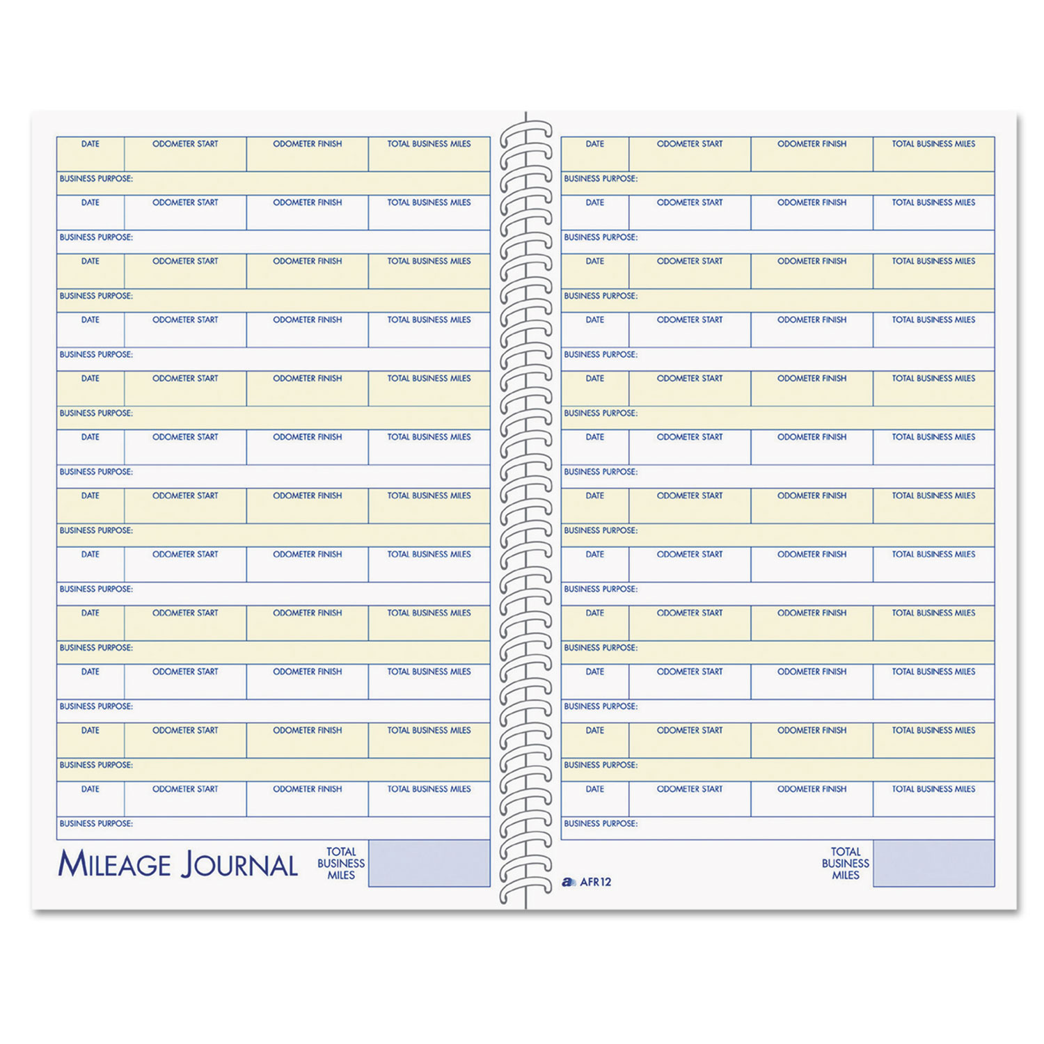  Adams AFR12 Vehicle Mileage and Expense Book, 5 1/4 x 8 1/2, 49 Forms, 63 Pages (ABFAFR12) 