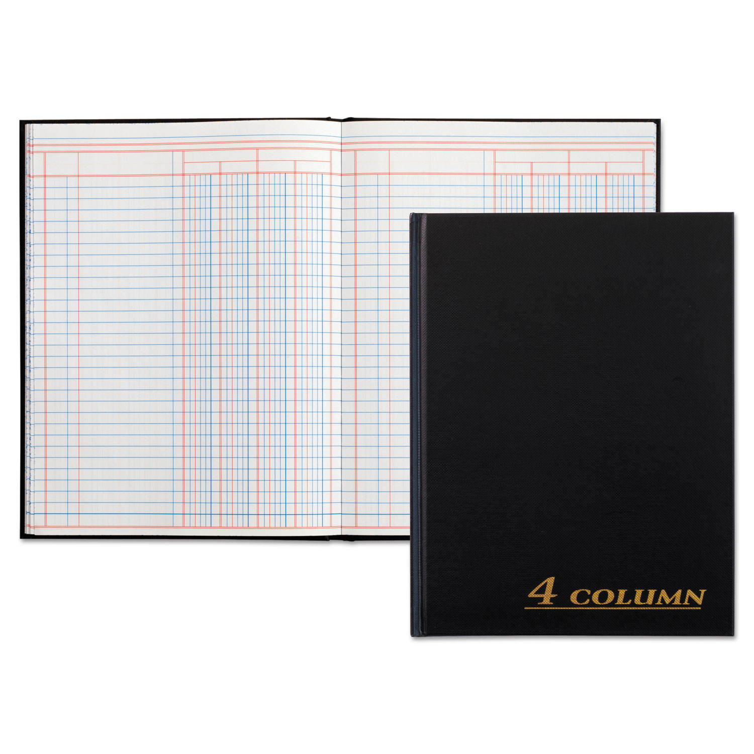 Account Book, 4 Column, Black Cover, 80 Pages, 7 x 9 1/4