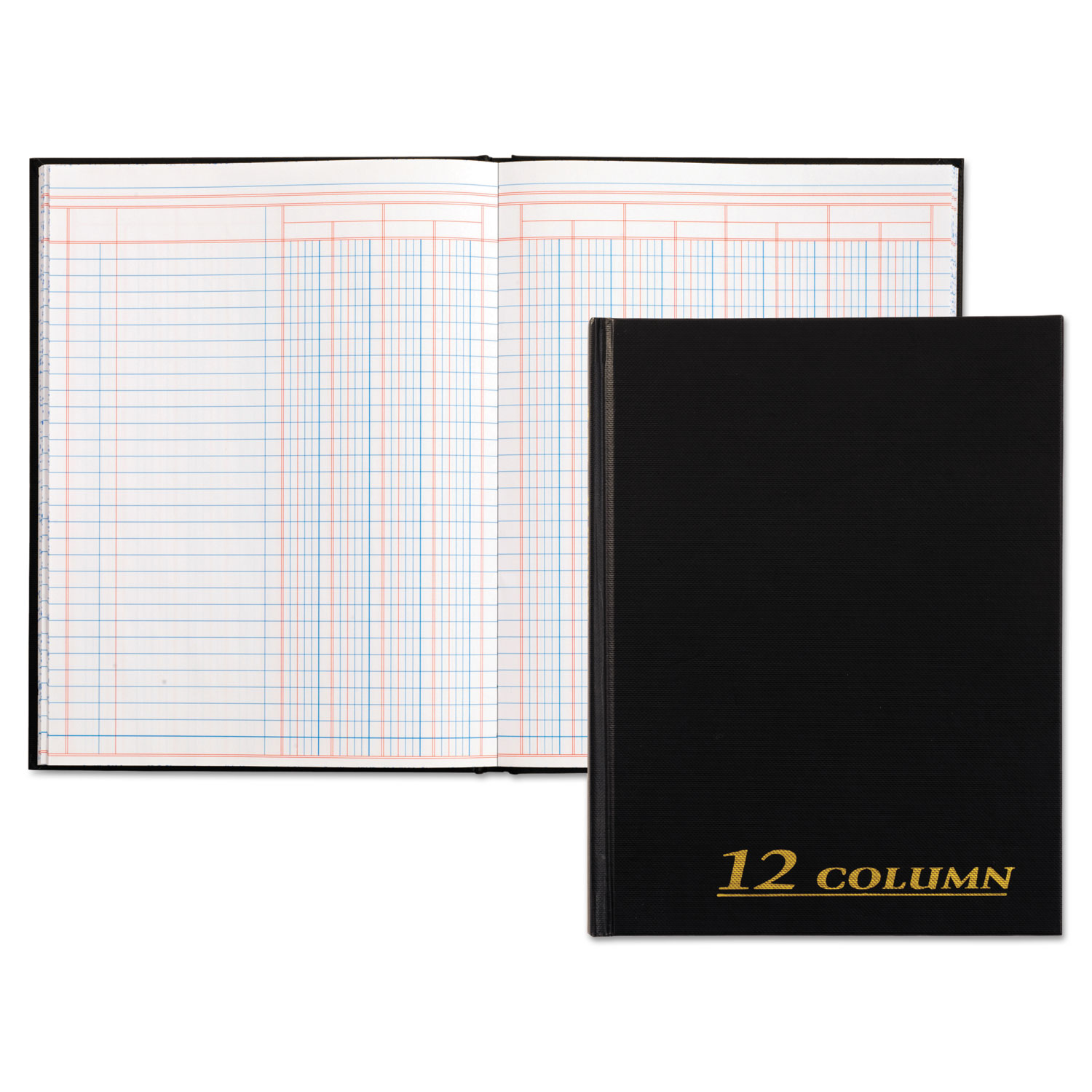 Account Book, 12 Column, Black Cover, 80 Pages, 7 x 9 1/4