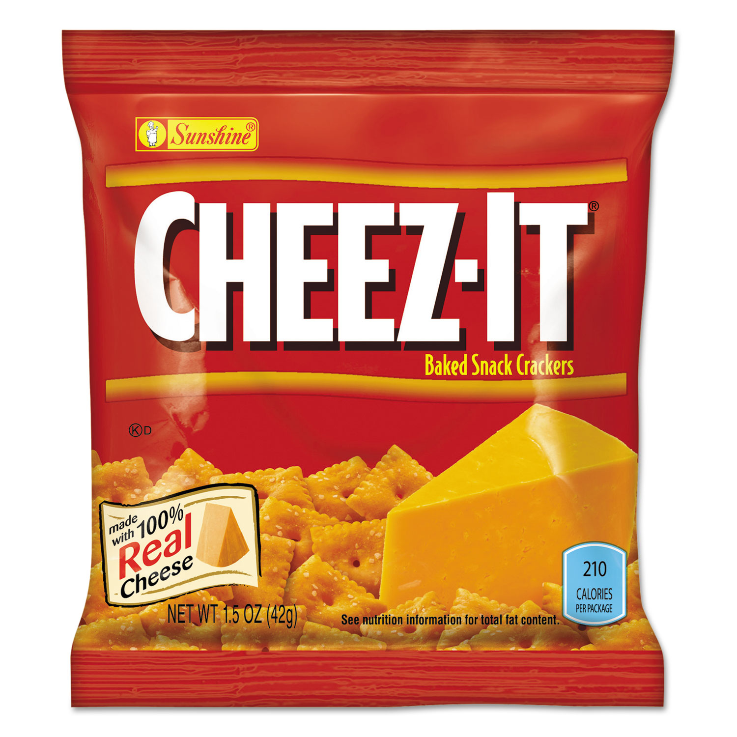 Sunshine 2410012226 Cheez-it Crackers, 1.5 oz Bag, Reduced Fat, 60/Carton (...