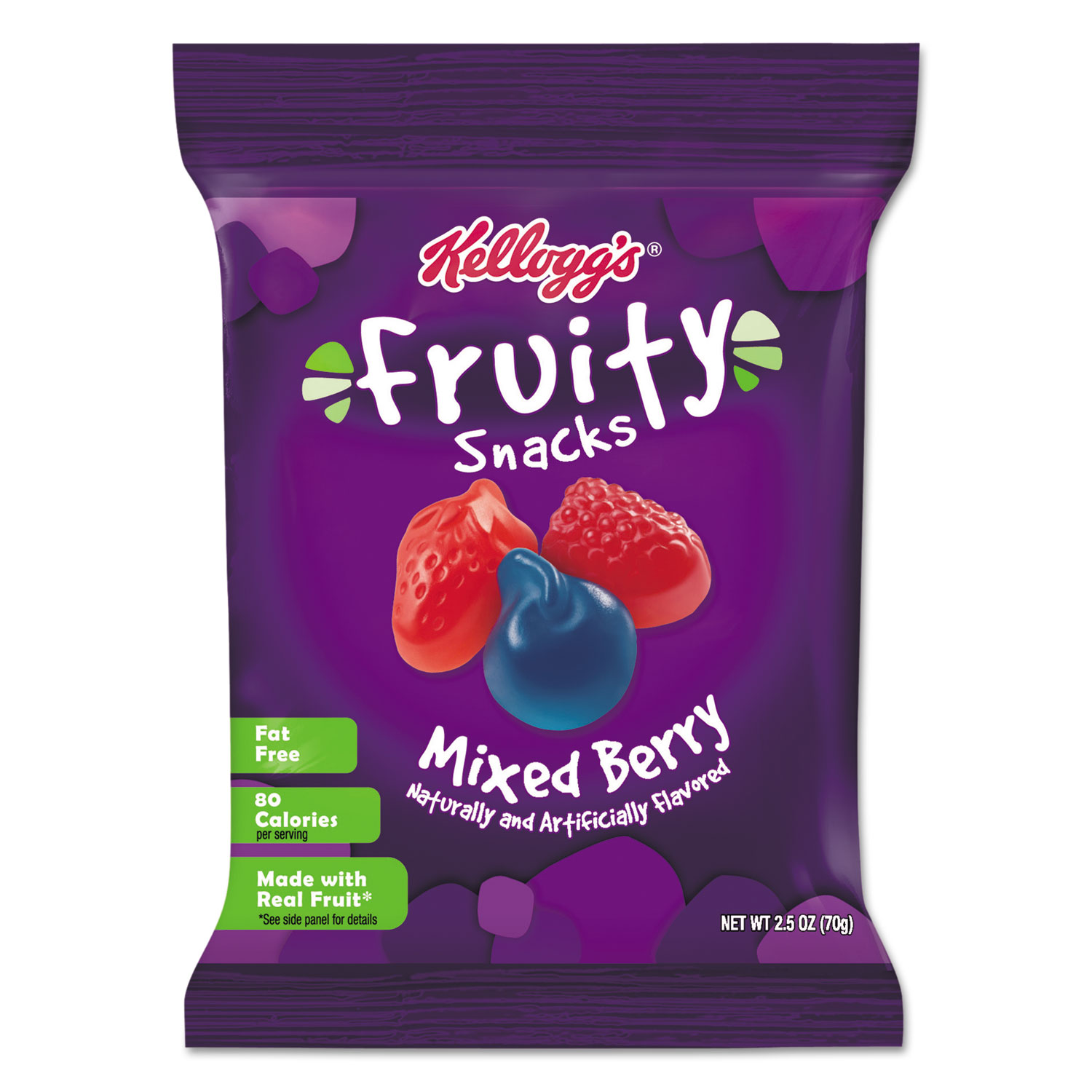 Fruity Snacks, Mixed Berry, 2.5oz Bag, 48/Carton