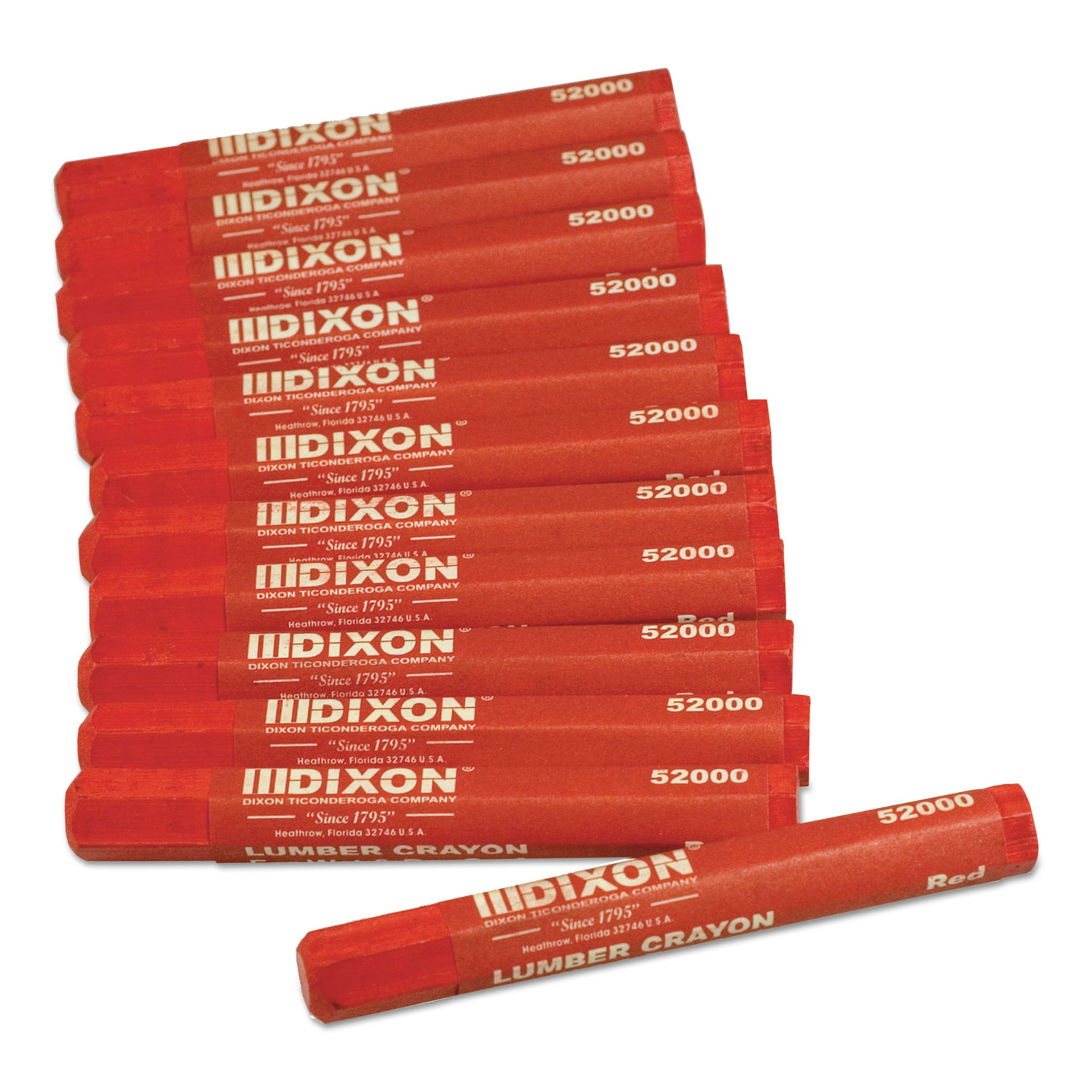 Lumber Crayons, 4 1/2 x 1/2, Red, Dozen