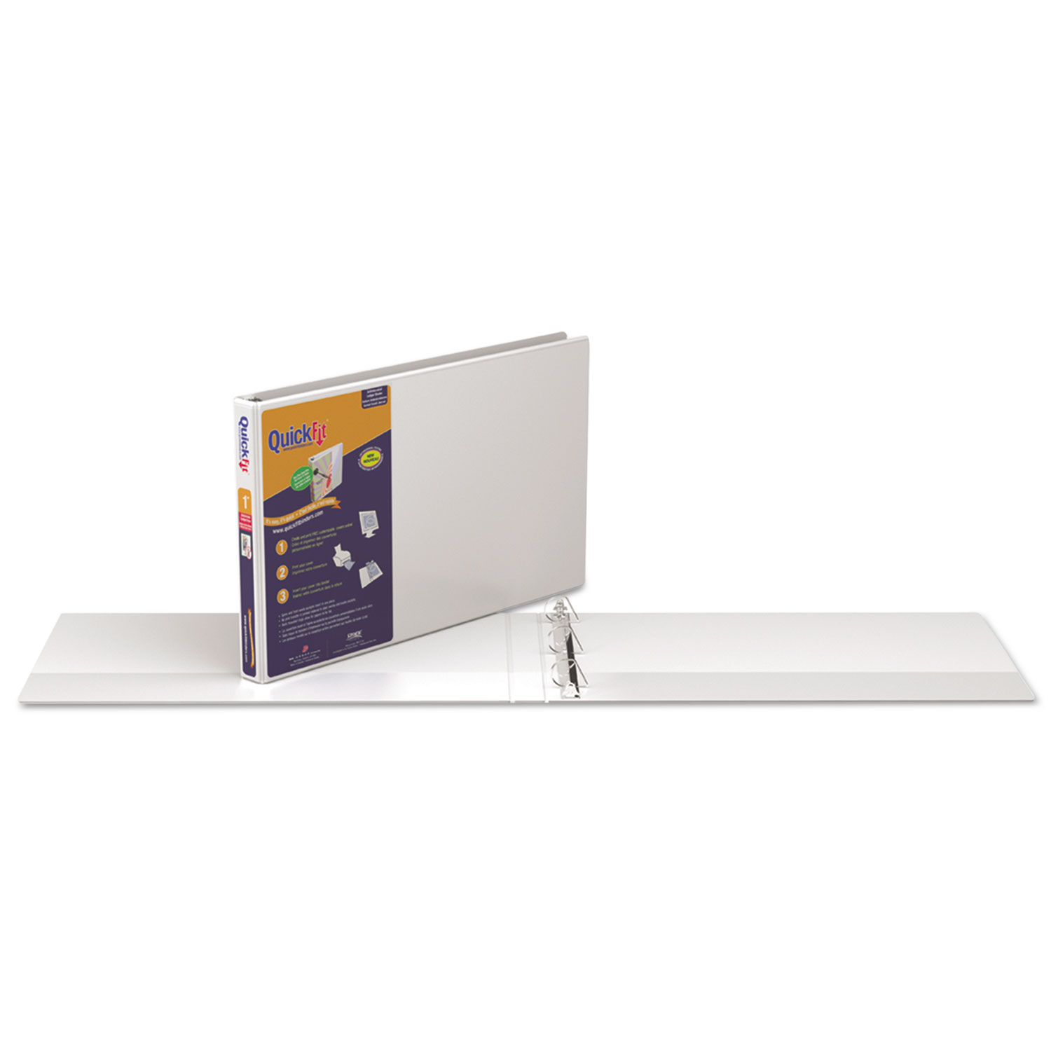 QuickFit Ledger D-Ring View Binder, 1 Capacity, 11 x 17, White
