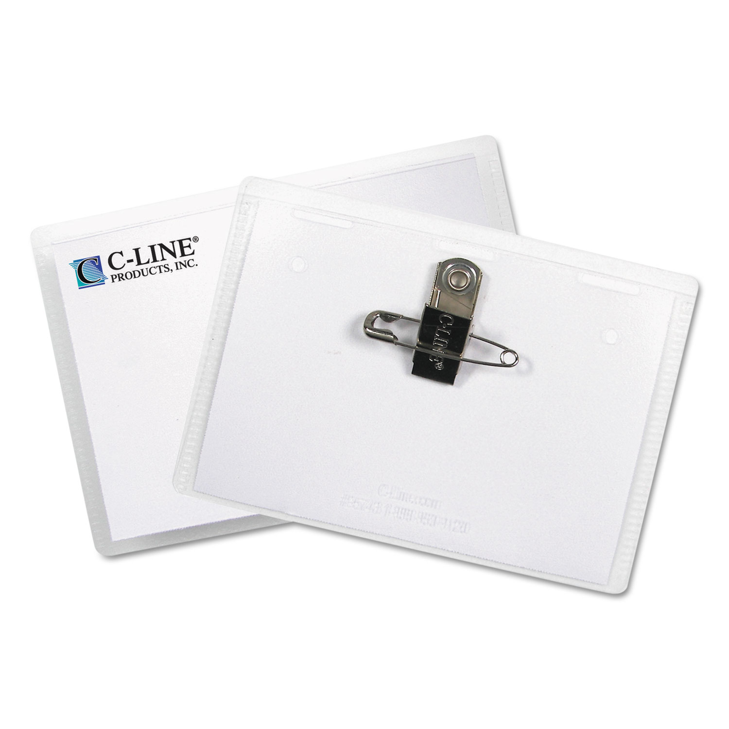 CLine® Name Badge Kits, Top Load, 3 1/2 x 2 1/4, Clear, Combo Clip/Pin