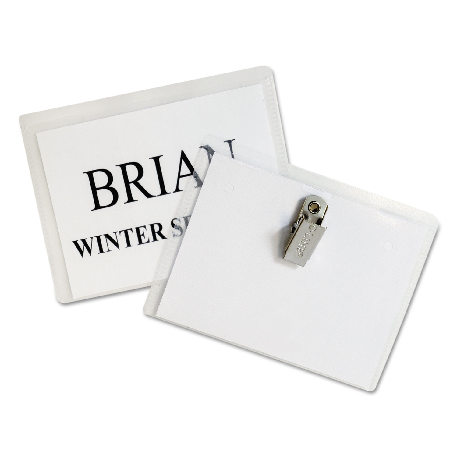 Name Badge Kits, Top Load, 4 x 3, Clear, Clip Style, 96/Box