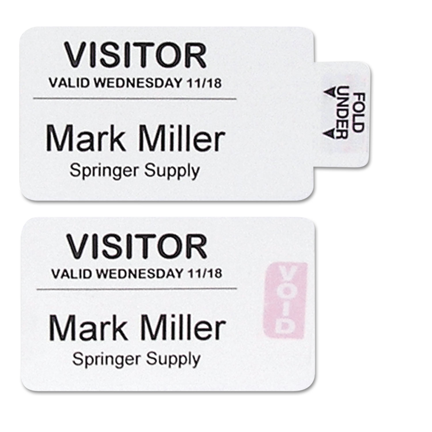 Times Up! One-Part Self-Expiring Security Badges, 4 x 2, White, 250/Box