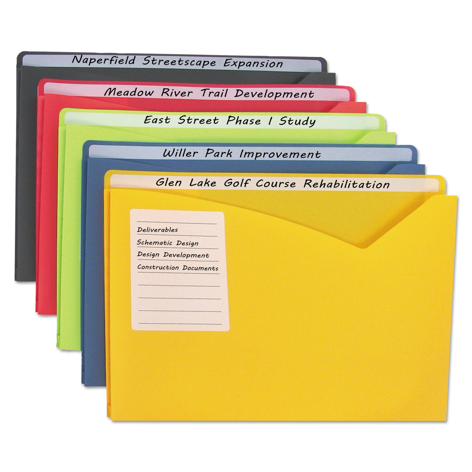  C-Line 63060 Write-On Poly File Jackets, Straight Tab, Letter Size, Assorted Colors, 25/Box (CLI63060) 