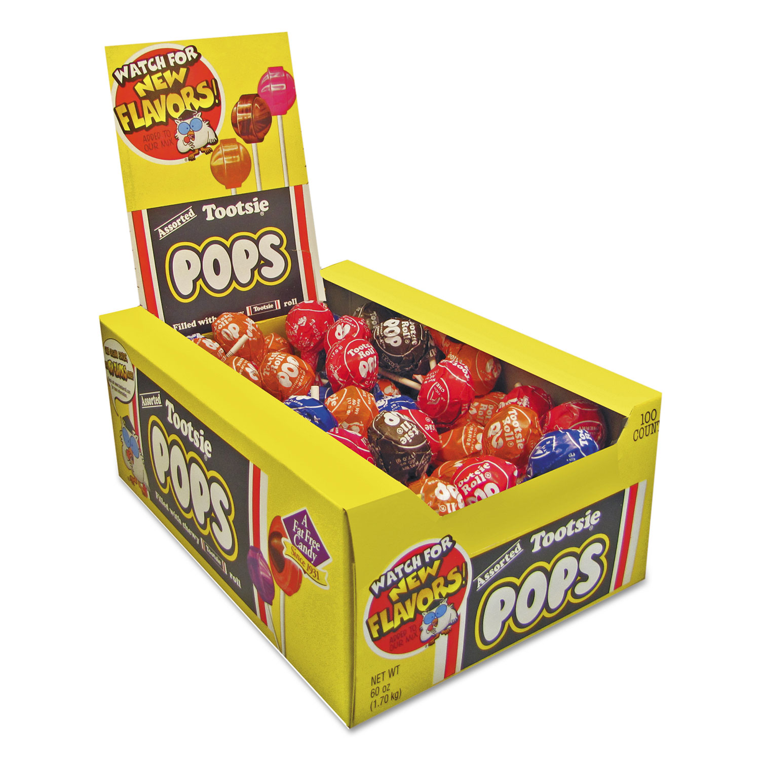  Tootsie Roll TOO508 Tootsie Pops, 0.6 oz, Assorted Flavors, 100/Box (TOO0508) 