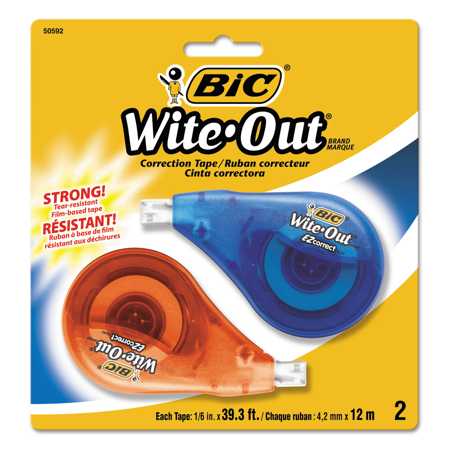  BIC WOTAPP21 Wite-Out EZ Correct Correction Tape, Non-Refillable, 1/6 x 472, 2/Pack (BICWOTAPP21) 