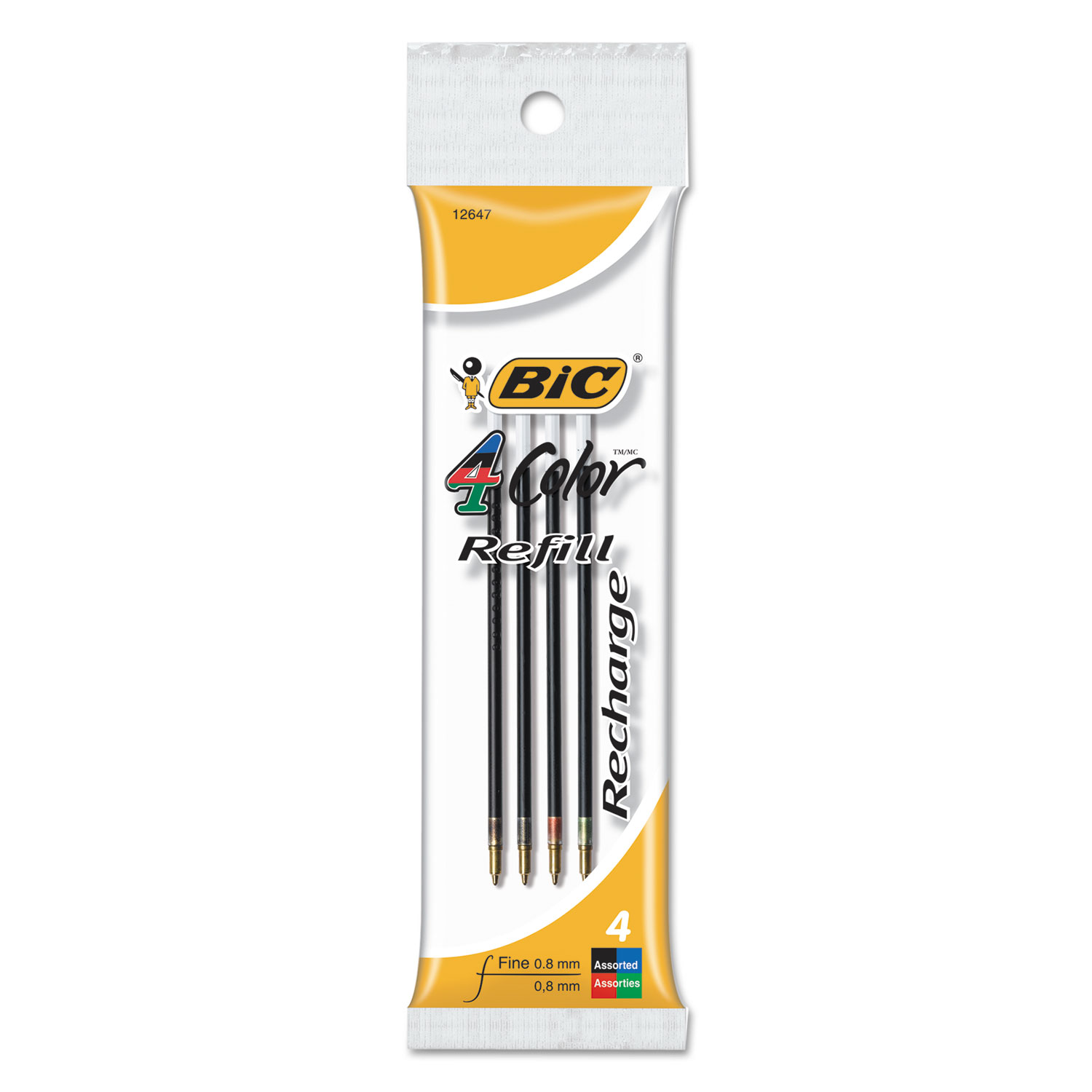  BIC FRM41 AST Refill for BIC 4-Color Retractable Ballpoint Pens, Fine Point, Assorted Ink Colors, 4/Pack (BICFRM41) 