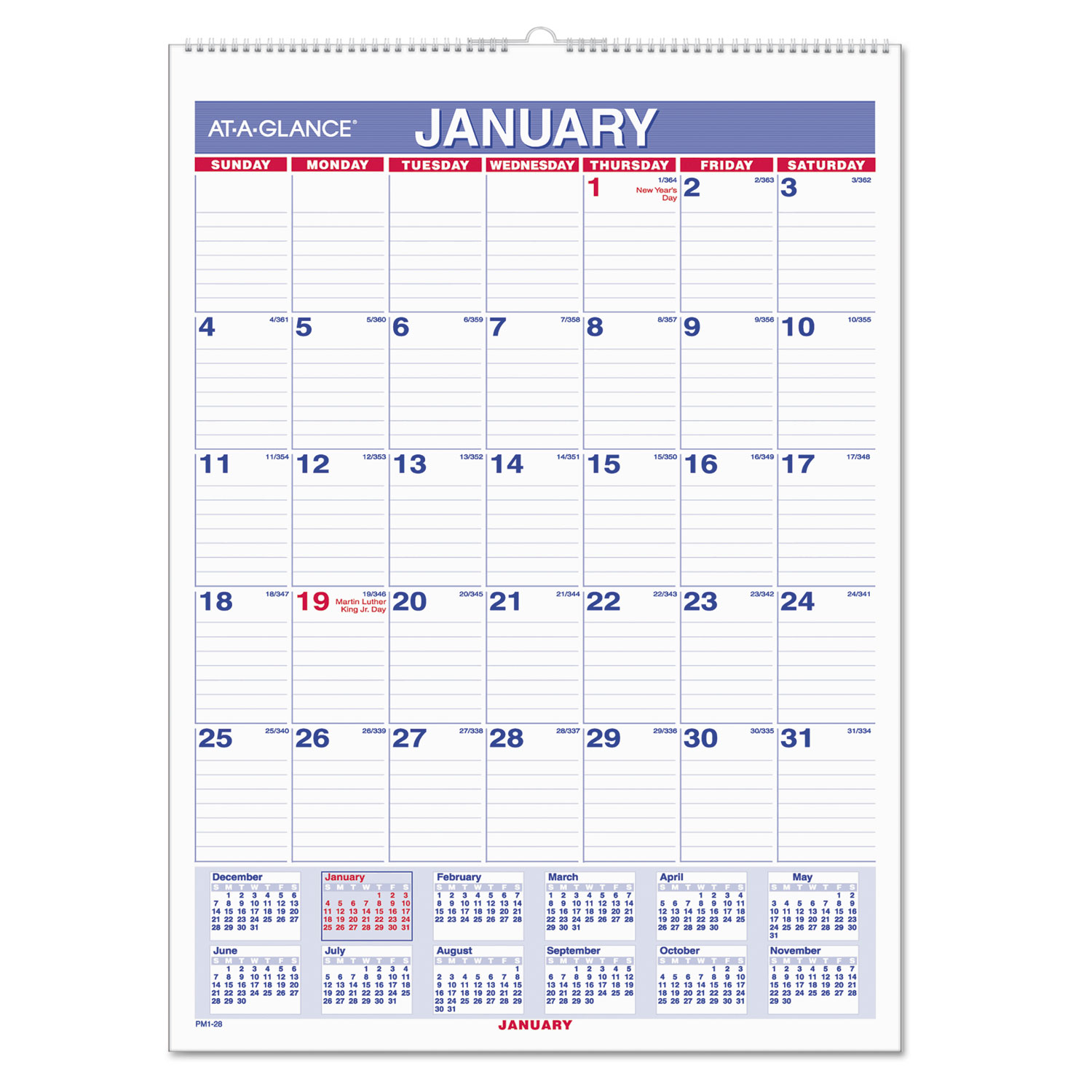 Monthly Wall Calendar with Ruled Daily Blocks, 8 x 11, White, 2018