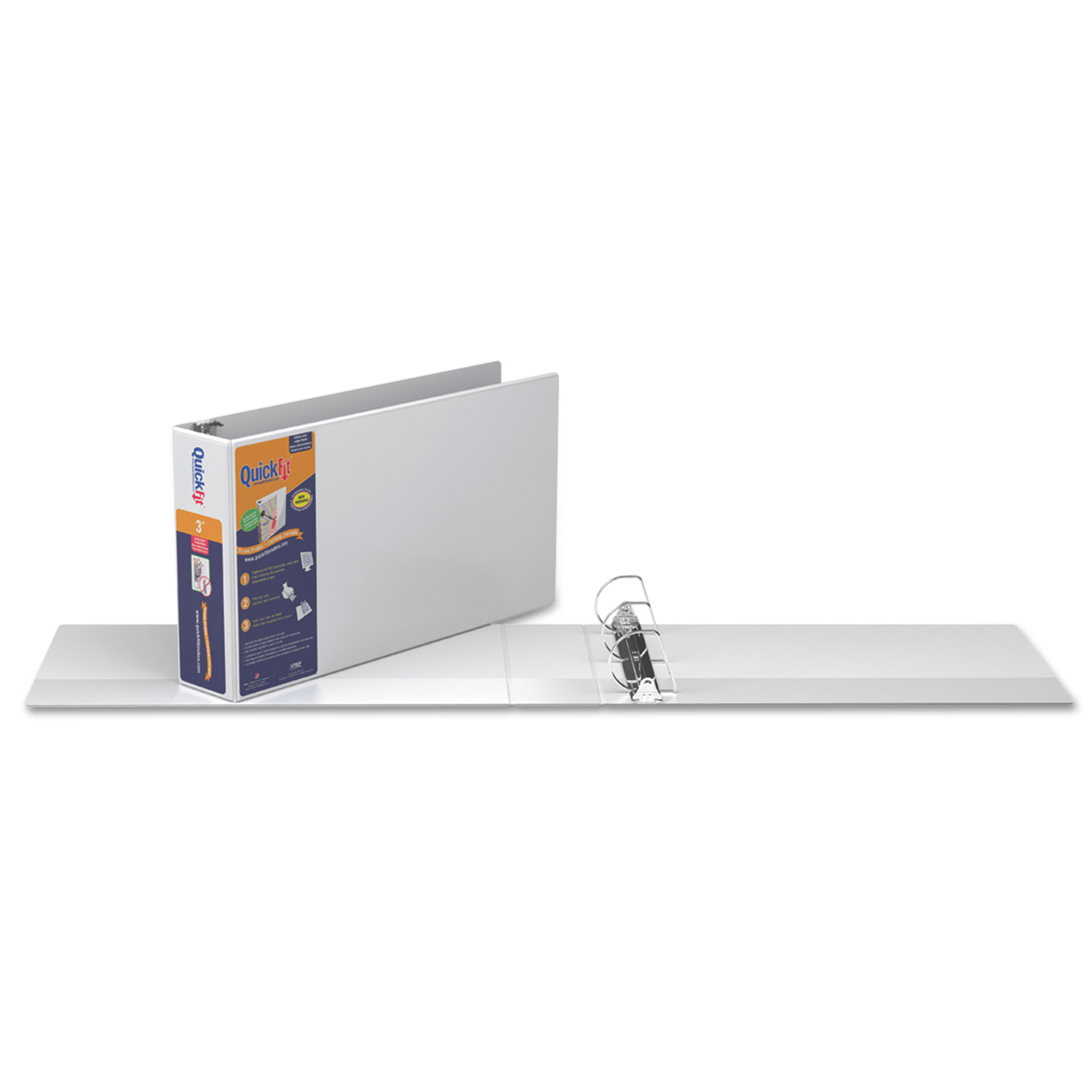 QuickFit Ledger D-Ring View Binder, 3 Capacity, 11 x 17, White