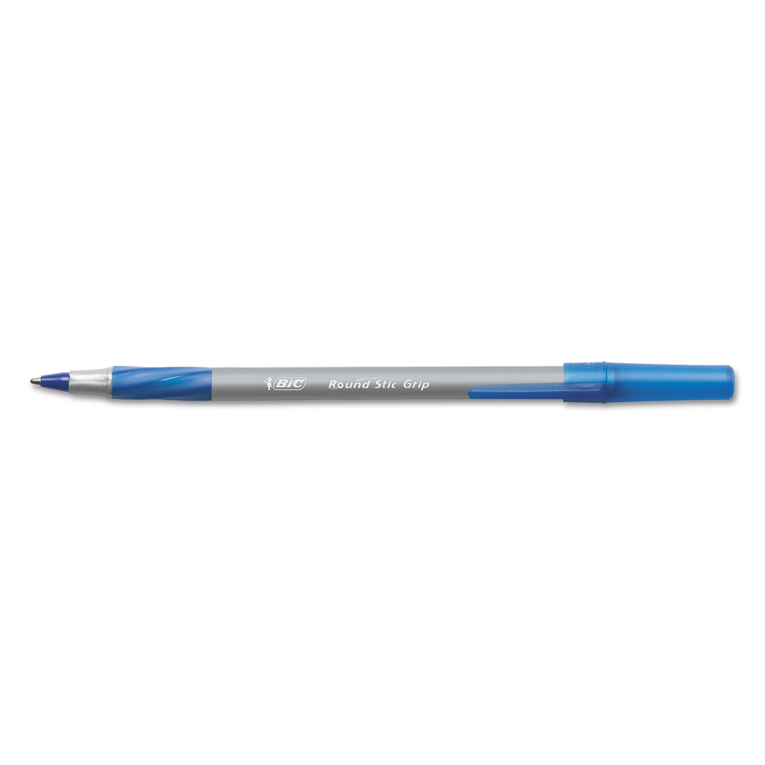  BIC GSMG361-BE Round Stic Grip Xtra Comfort Stick Ballpoint Pen, 1.2mm, Blue Ink, Gray Barrel, 36/Pack (BICGSMG361BE) 