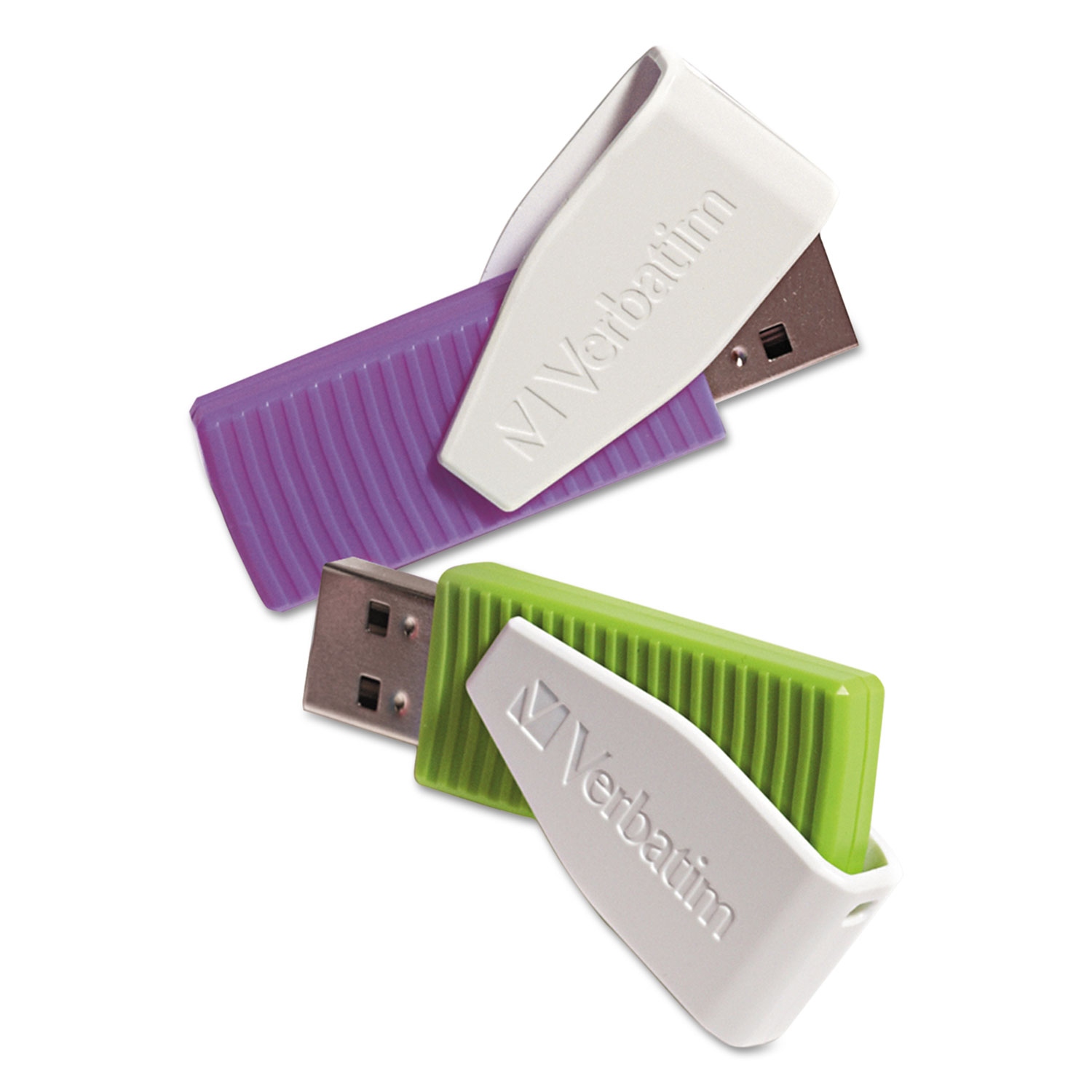  Verbatim 98425 Store 'n' Go Swivel USB Flash Drive, 16 GB, Assorted Colors, 2/Pack (VER98425) 