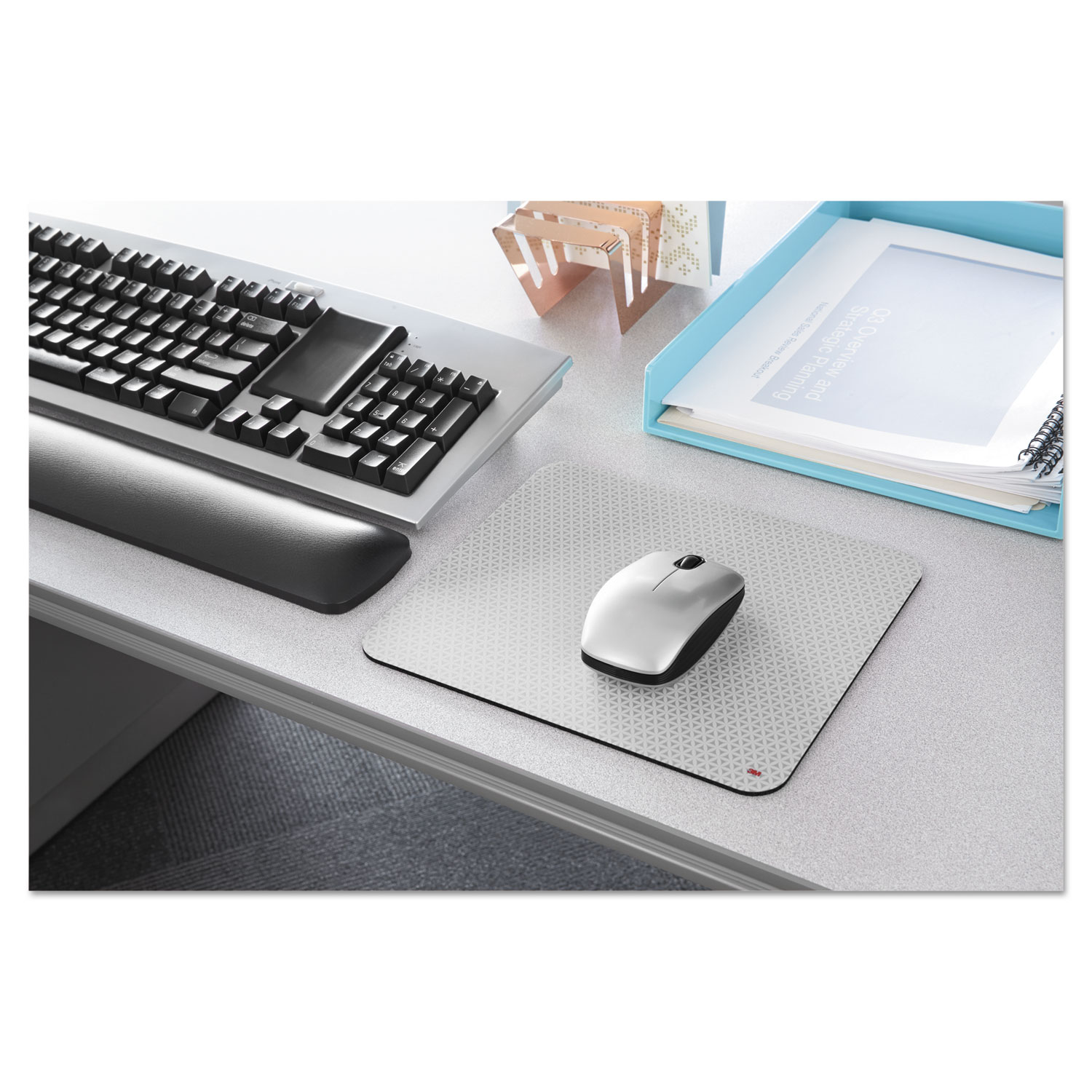 Precise Mouse Pad, Nonskid Back, 9 x 8, Gray/Frostbyte
