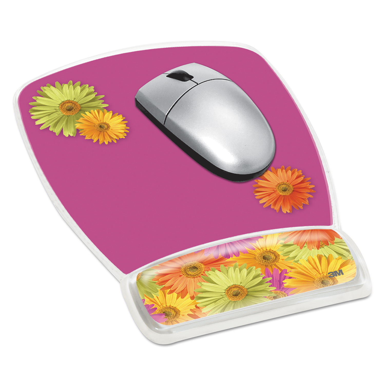 Fun Design Clear Gel Mouse Pad Wrist Rest, 6 4/5 x 8 3/5 x 3/4, Daisy Design