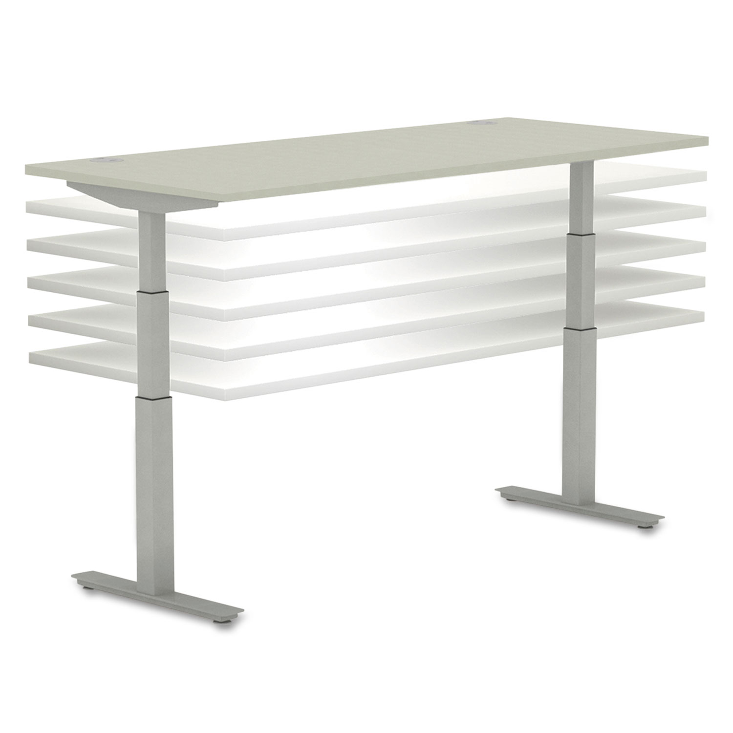 Height-Adjustable Table Base, 72w x 24d x 23 5/8-49 1/4h, Silver