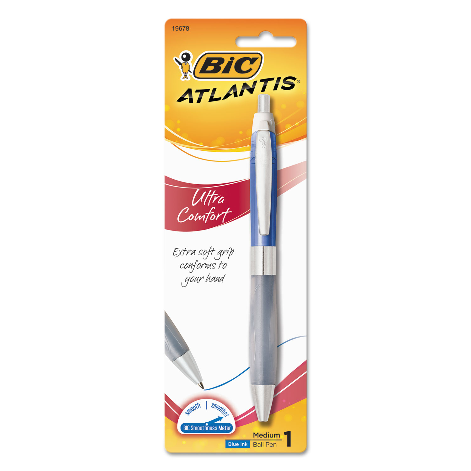  BIC VCGUP11-BE Atlantis Ultra Comfort Retractable Ballpoint Pen, 1.2mm, Blue Ink/Barrel (BICVCGUP11BE) 