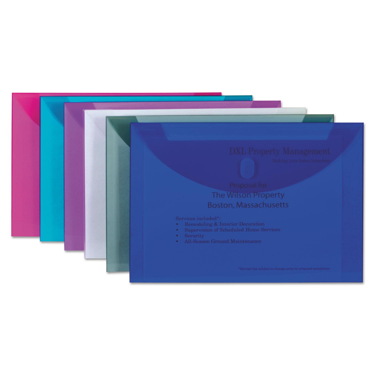 C-Line® Reusable Poly Envelope, Hook & Loop Closure, 9.5 x 13, Assorted, 6/Pack