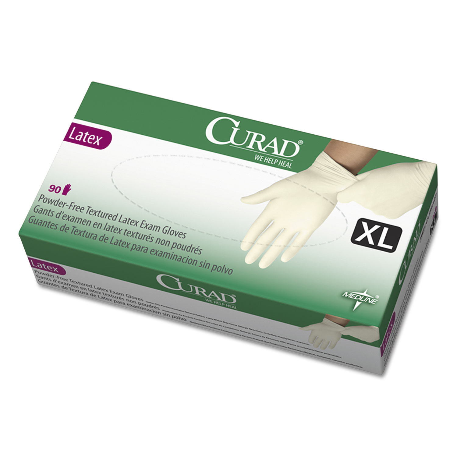  Curad CUR8107 Latex Exam Gloves, Powder-Free, X-Large, 90/Box (MIICUR8107) 
