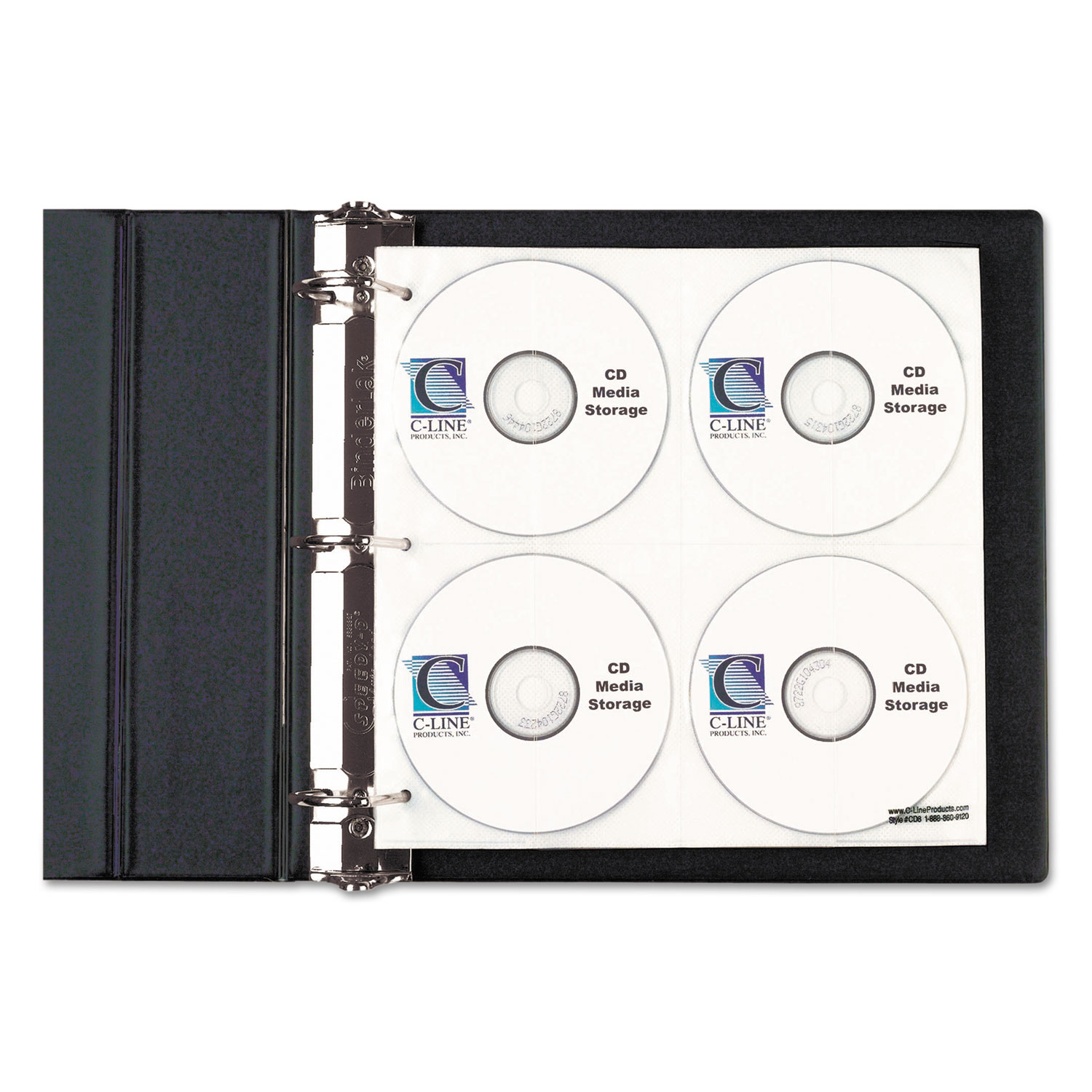  C-Line 61938 CD/DVD Refillable D-Ring Binder Kit, Holds 80 Discs, Black (CLI61938) 