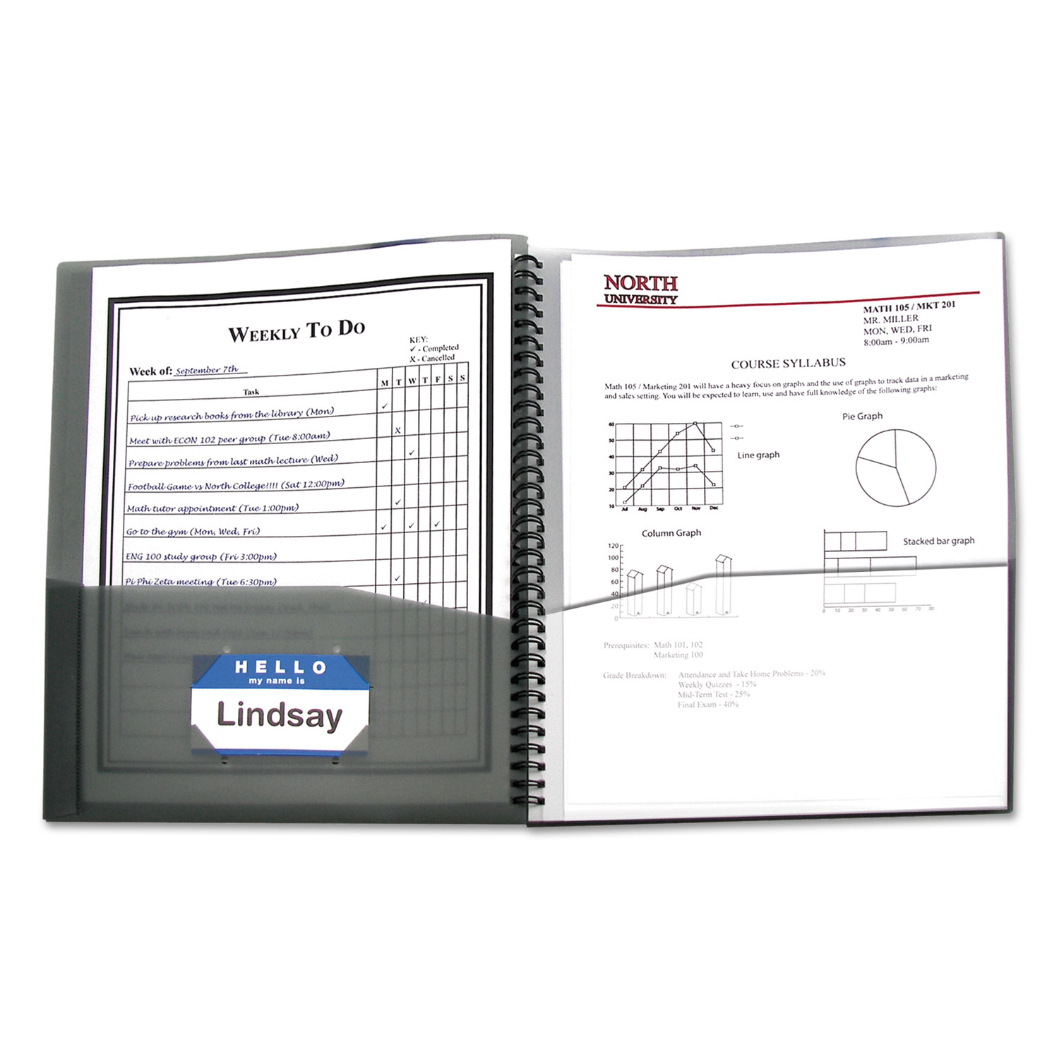  C-Line CLI33081 Eight-Pocket Portfolio, Polypropylene, 8 1/2 x 11, Smoke (CLI33081) 