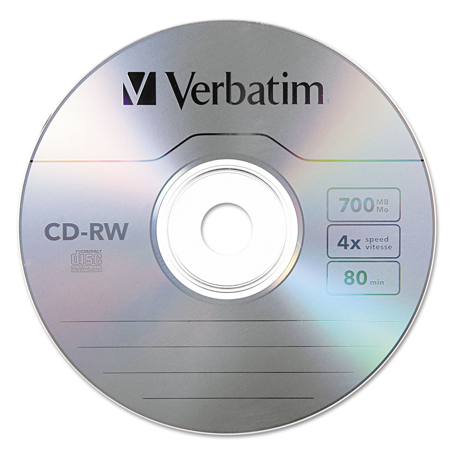 Verbatim Cd Rw Discs 700mb 80min 4x Spindle Matte