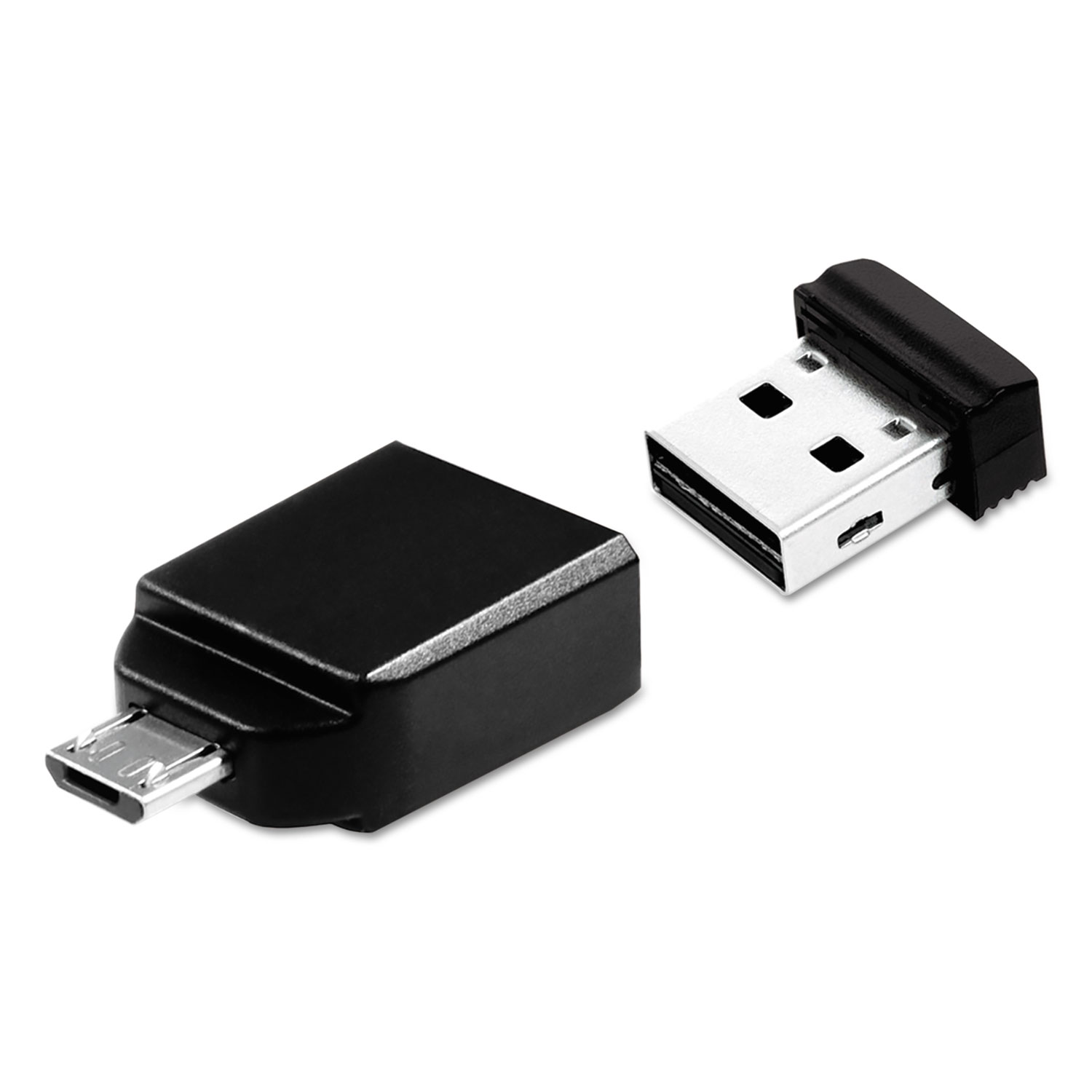  Verbatim 49821 Store 'n' Stay Nano USB Flash Drive with USB OTG Micro Adapter, 16 GB, Black (VER49821) 