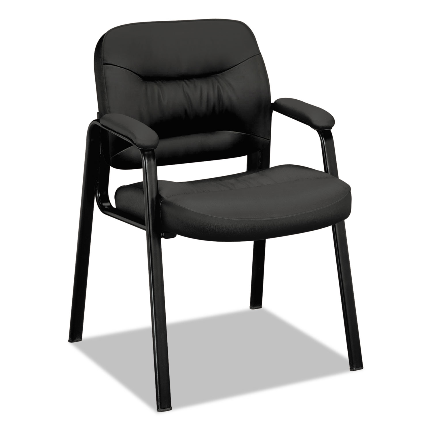 VL640 Series Leather Guest Leg Base Chair, Black