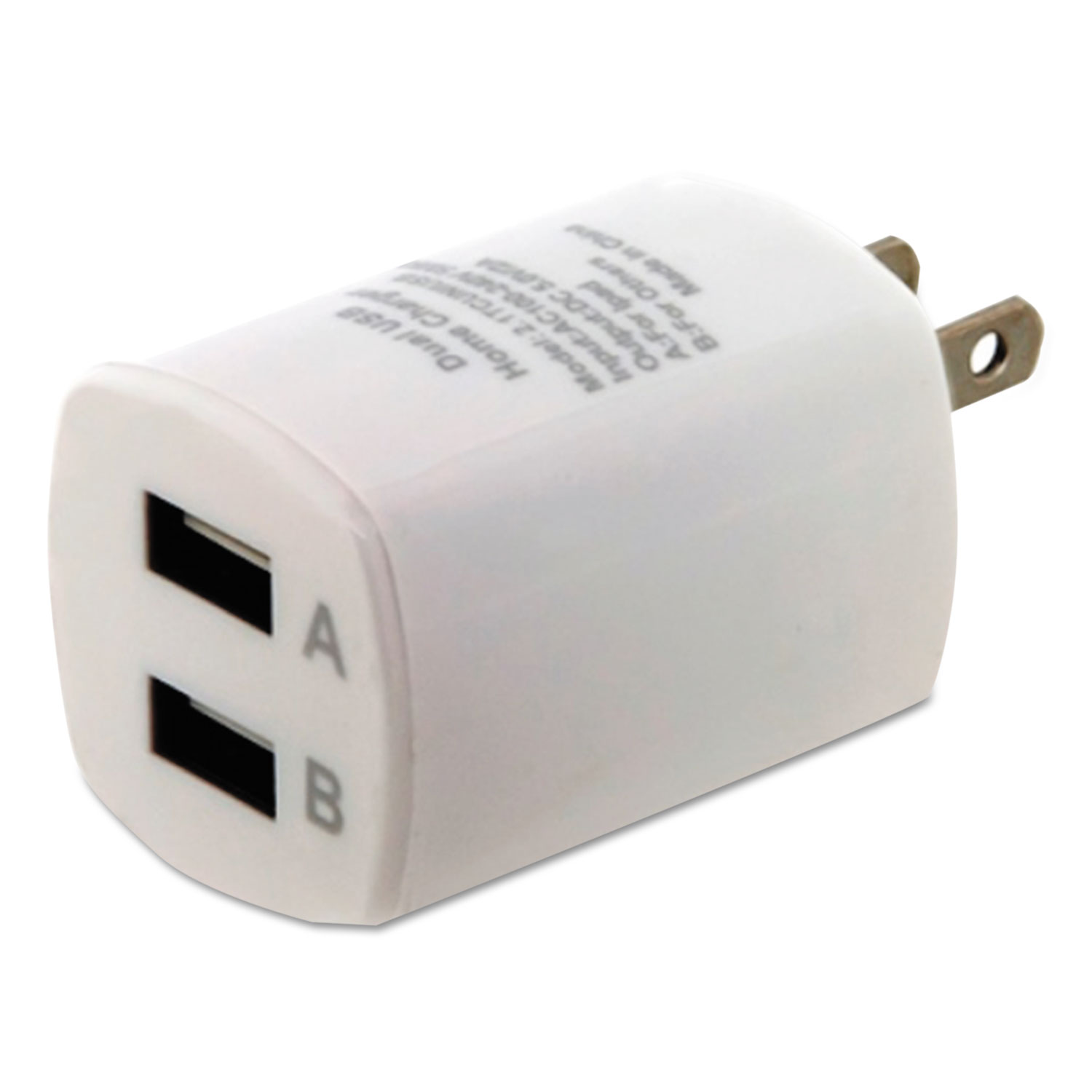 Universal USB Home Charger, 2 Outlets, White
