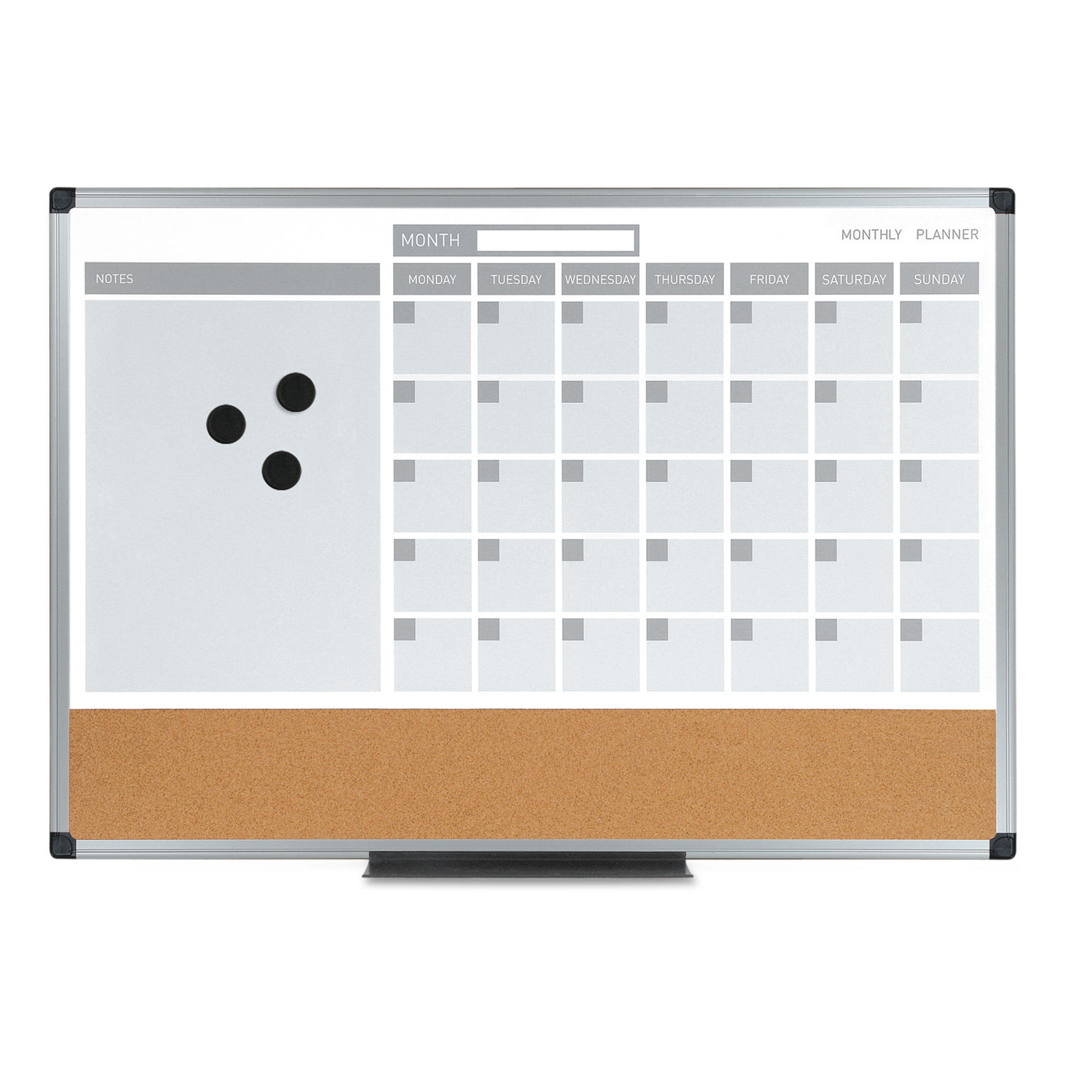  MasterVision MB0707186P 3-in-1 Calendar Planner Dry Erase Board, 36 x 24, Silver Frame (BVCMB0707186P) 