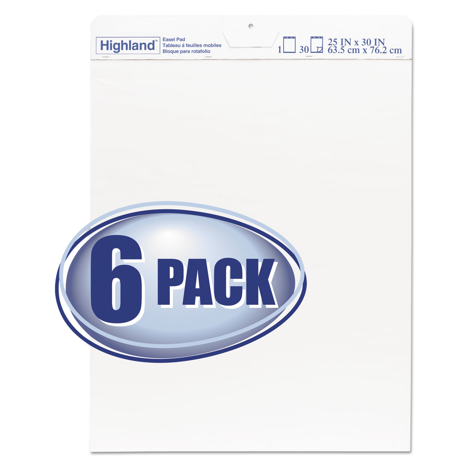  Highland 540-6PK Easel Pad, 25 x 30, White, 30 Sheets, 6/Pack (MMM5406PK) 