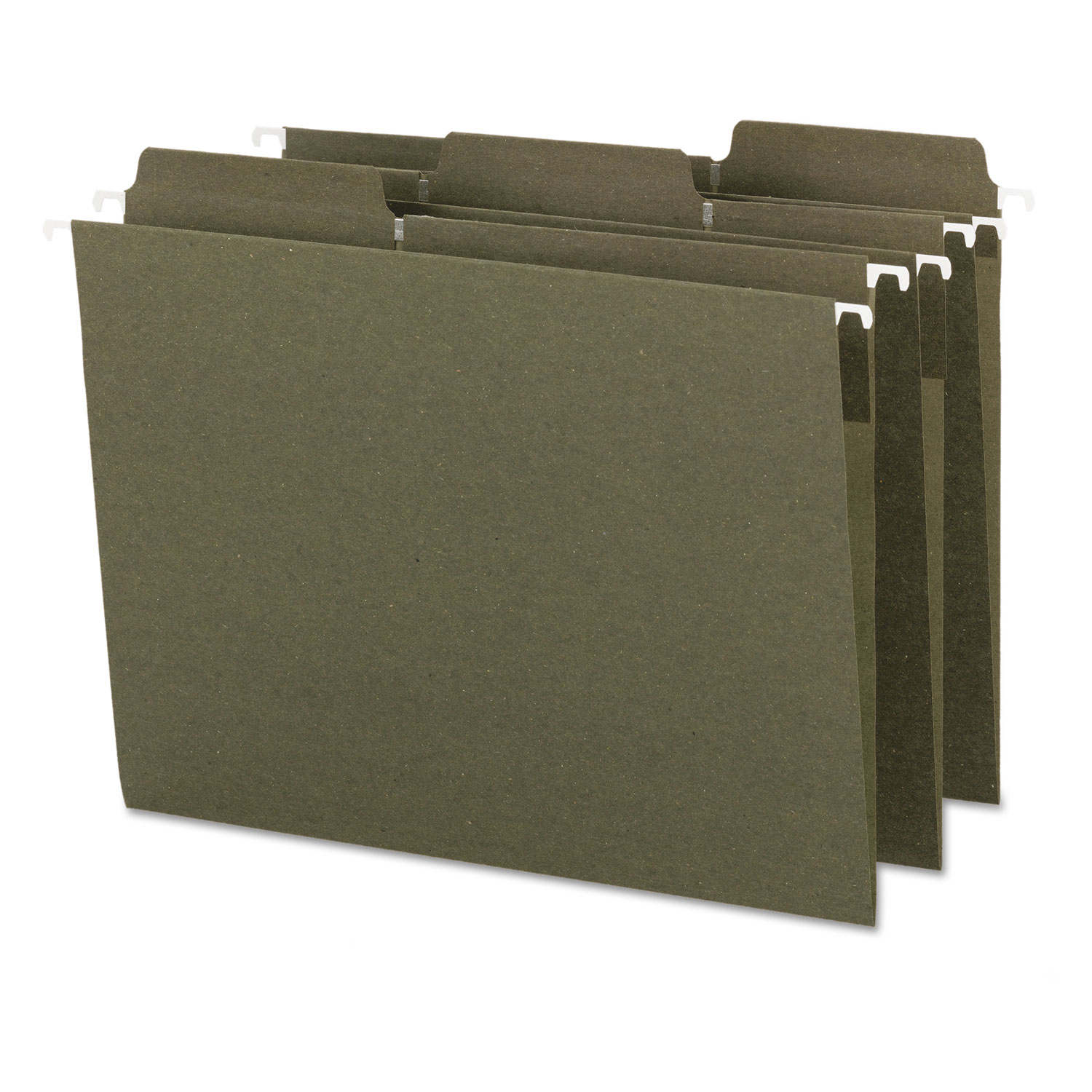 FasTab Recycled Hanging File Folders, Letter, Green, 20/Box