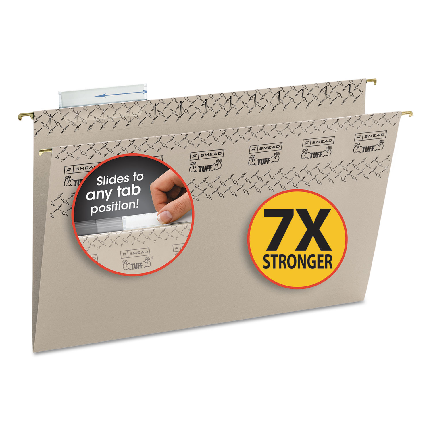  Smead 64093 TUFF Hanging Folders with Easy Slide Tab, Legal Size, 1/3-Cut Tab, Steel Gray, 18/Box (SMD64093) 