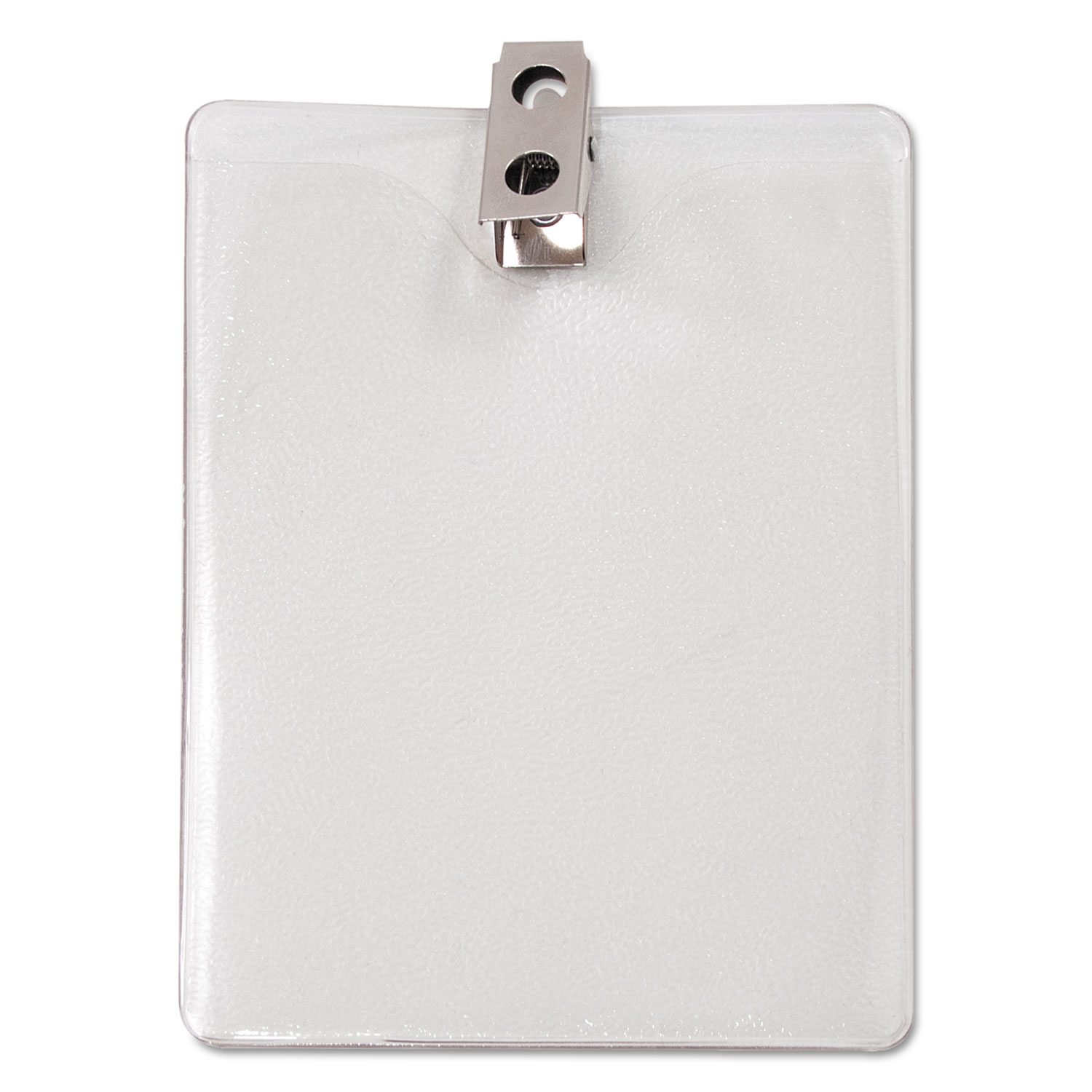 ID Badge Holder w/Clip, Vertical, 3w x 4h, Clear, 50/Pack