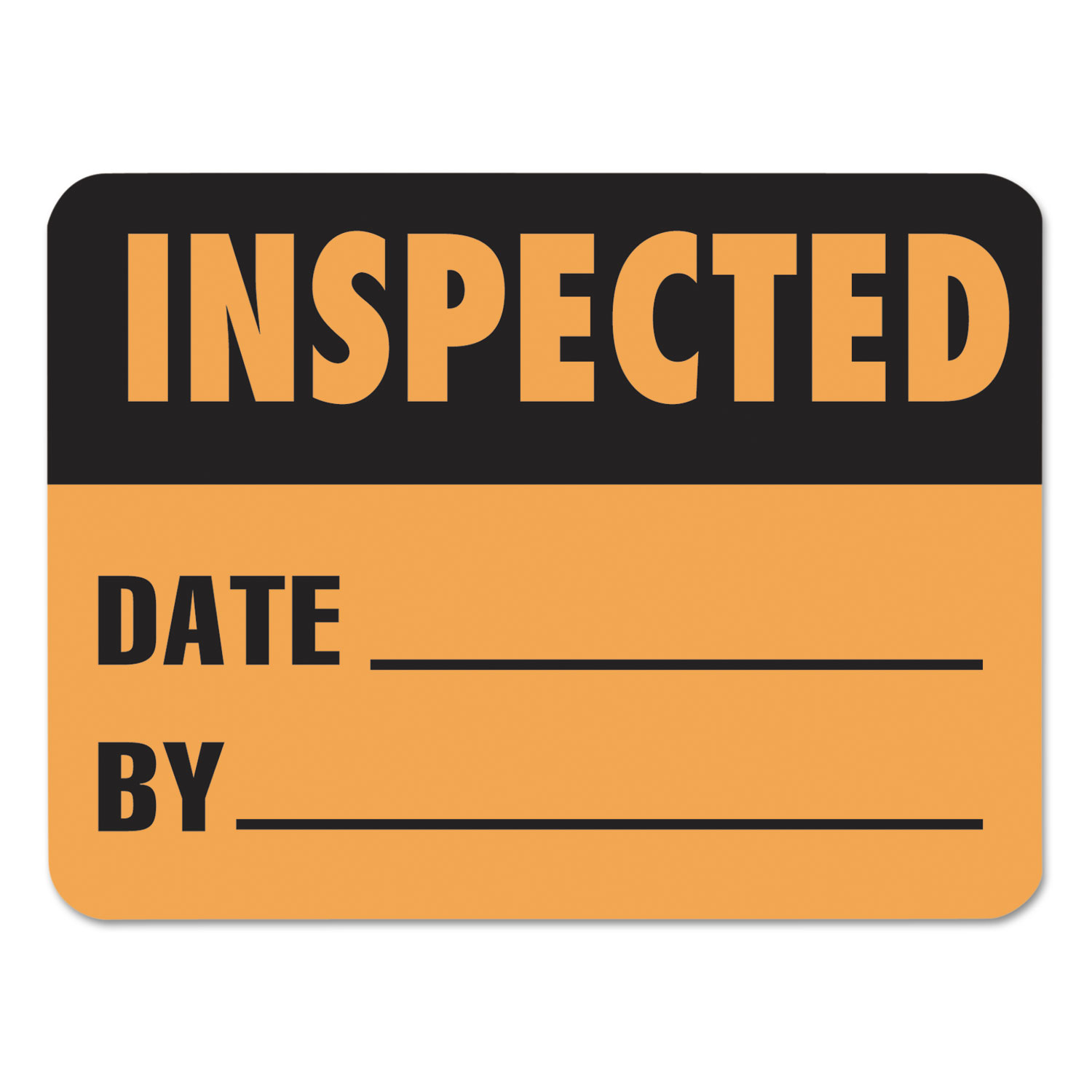 Warehouse Self-Adhesive Label, 4 1/2 x 2 1/2, INSPECTED/DATE/BY, 500/Roll