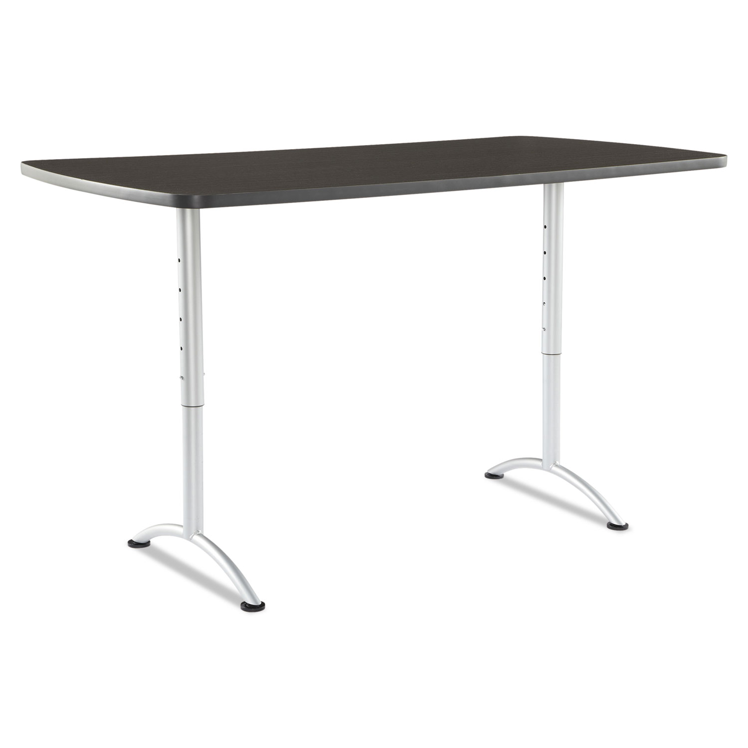  Iceberg 69325 ARC Sit-to-Stand Tables, Rectangular Top, 36w x 72d x 30-42h, Gray Walnut/Silver (ICE69325) 