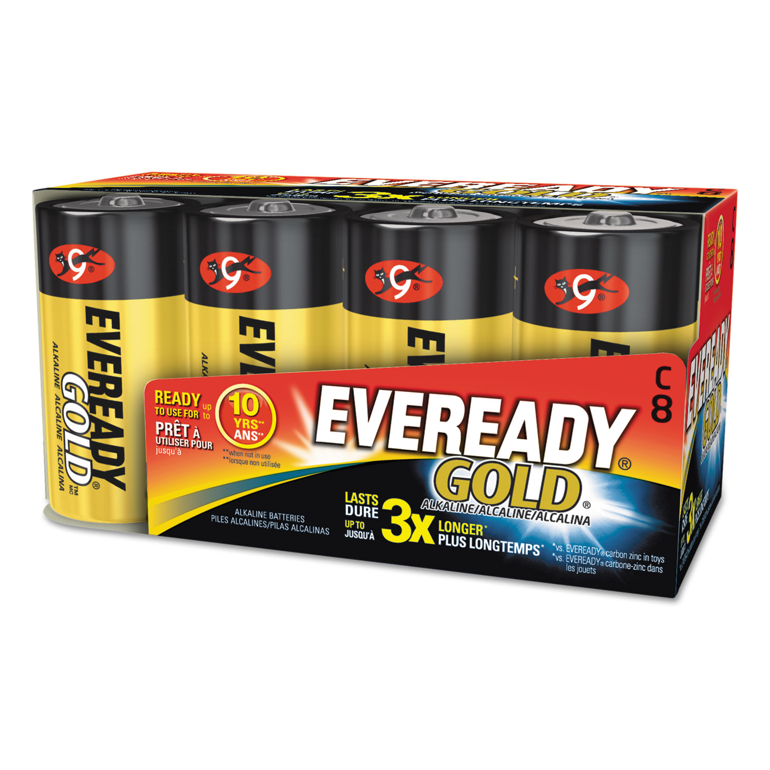  Eveready A93-8 Gold C Batteries, 1.5V, 8/Pack (EVEA938) 