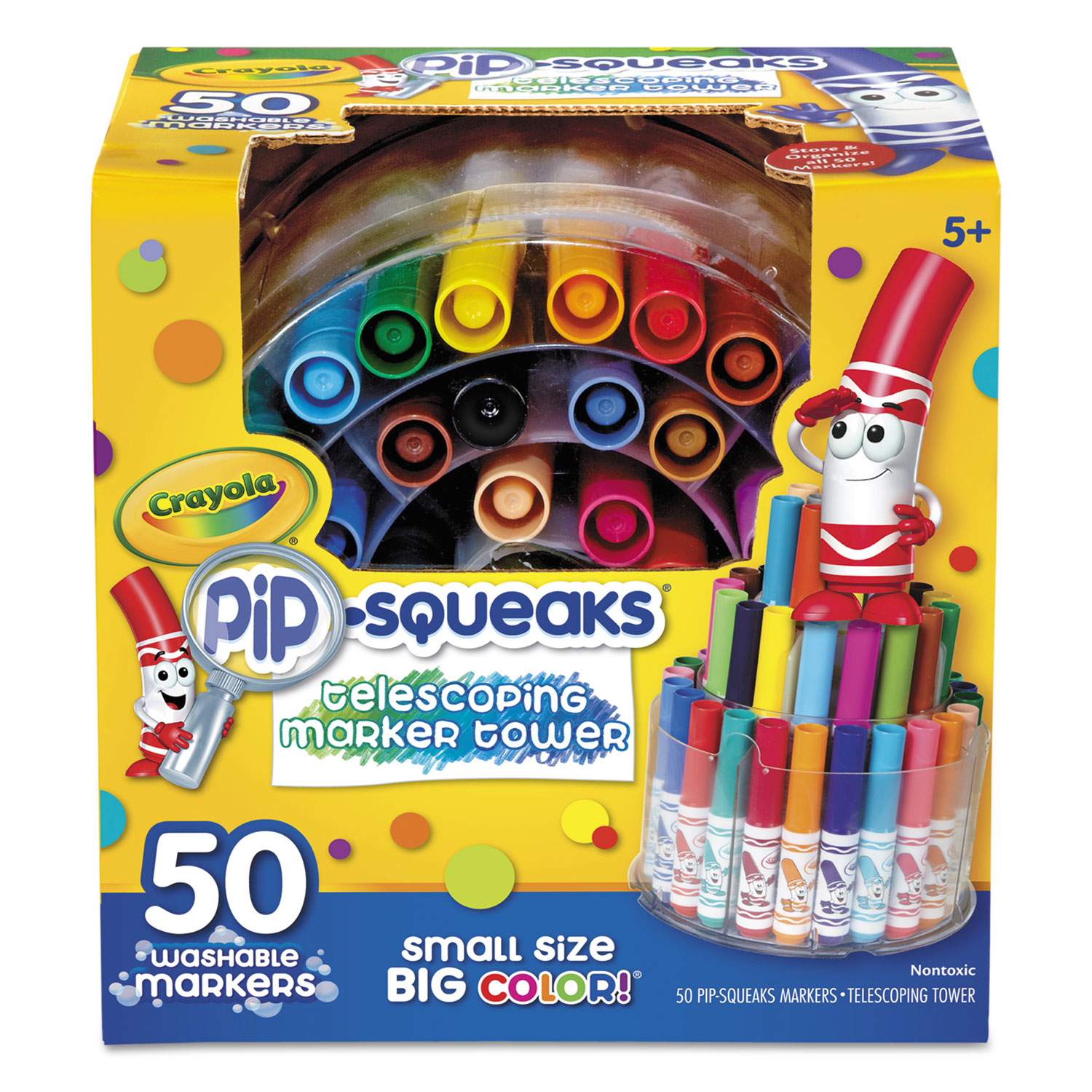  Crayola 588750 Pip-Squeaks Telescoping Marker Tower, Medium Bullet Tip, Assorted Colors, 50/Pack (CYO588750) 