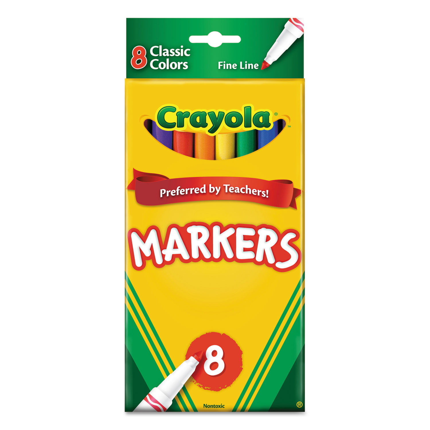  Crayola 587709 Non-Washable Marker, Fine Bullet Tip, Assorted Colors, 8/Pack (CYO587709) 