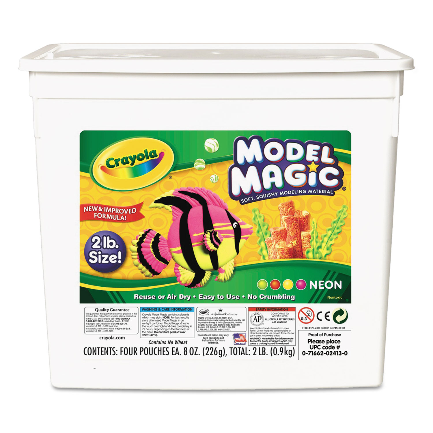  Crayola BIN232413 Model Magic Modeling Compound, 8 oz each/Neon, 2 lbs. (CYO232413) 