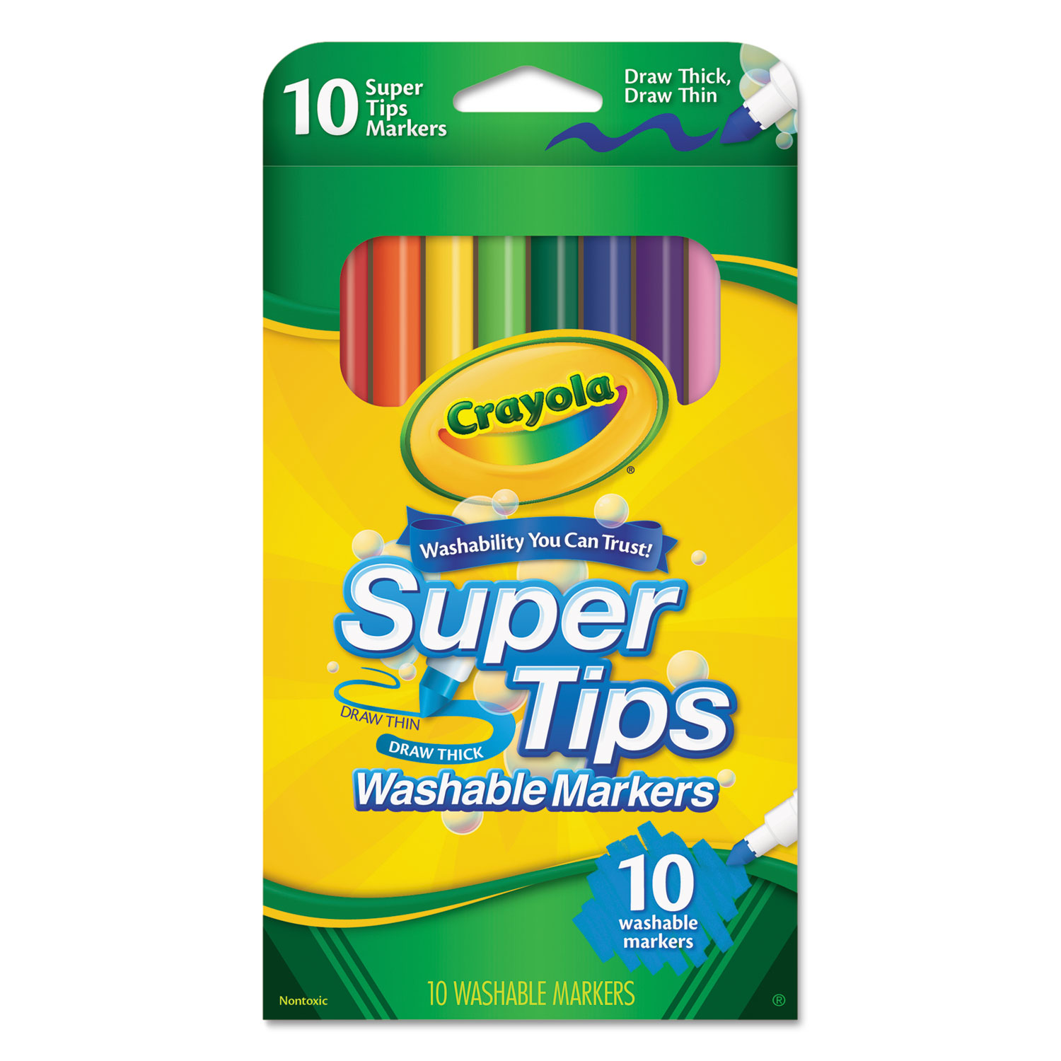  Crayola 588610 Washable Super Tips Markers, Broad/Fine Bullet Tip, Assorted Colors, (CYO588610) 