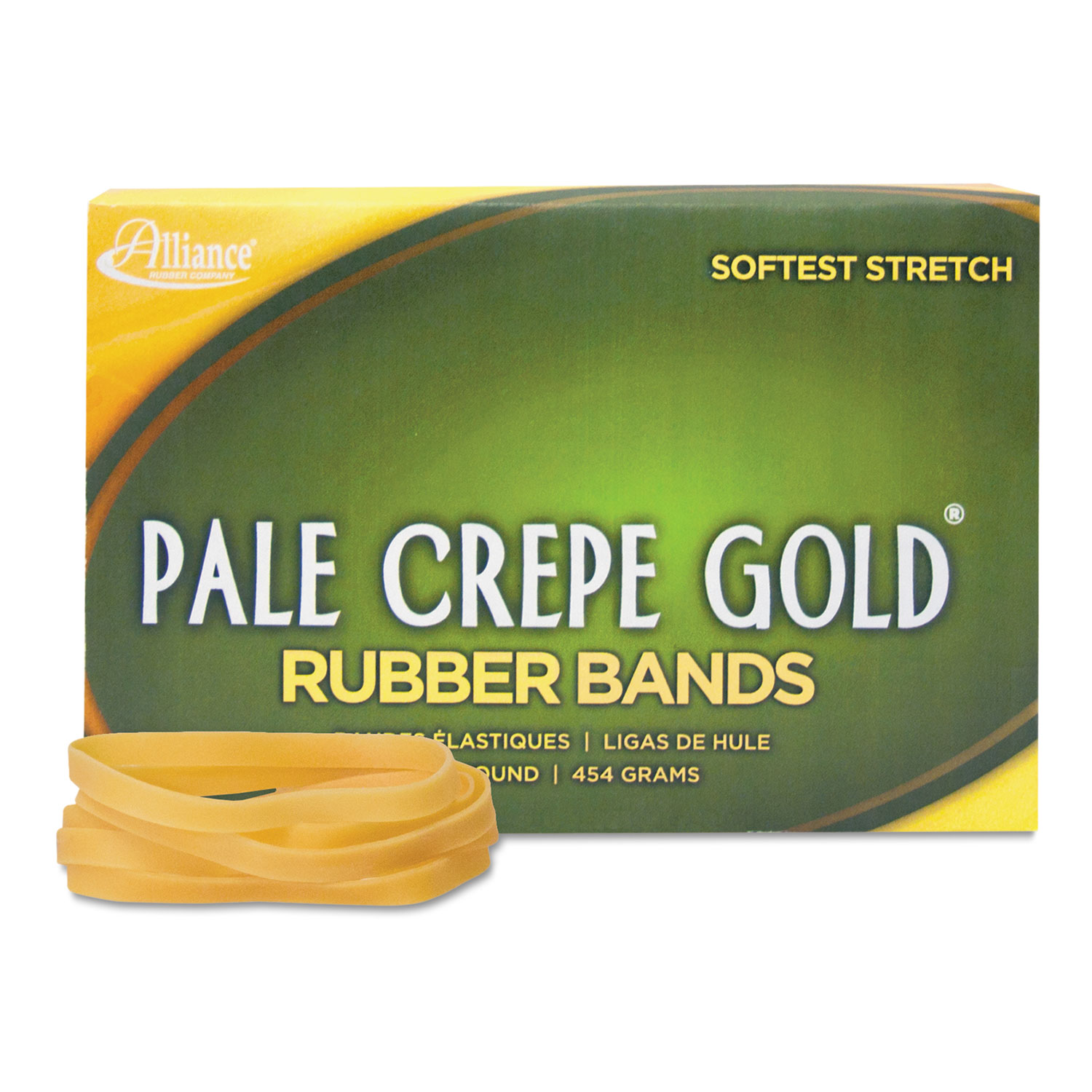  Alliance 20645 Pale Crepe Gold Rubber Bands, Size 64, 0.04 Gauge, Crepe, 1 lb Box, 490/Box (ALL20645) 