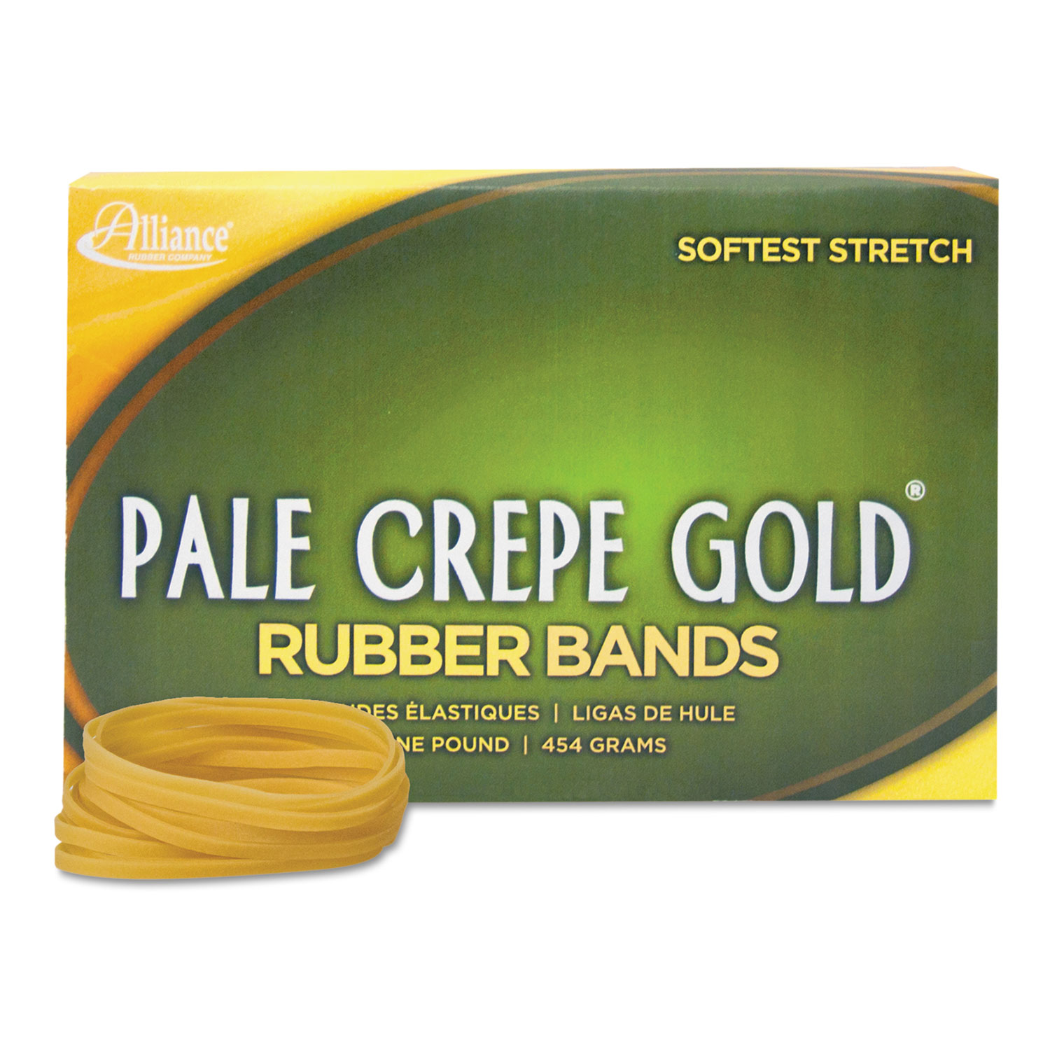  Alliance 20325 Pale Crepe Gold Rubber Bands, Size 32, 0.04 Gauge, Crepe, 1 lb Box, 1,100/Box (ALL20325) 