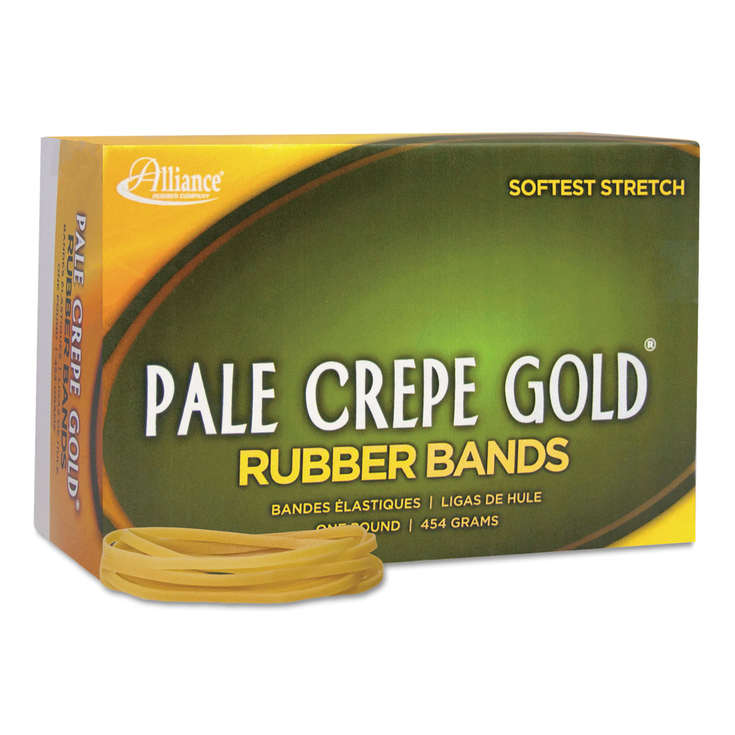 Pale Crepe Gold Rubber Bands, Sz. 33, 3-1/2 x 1/8, 1lb Box