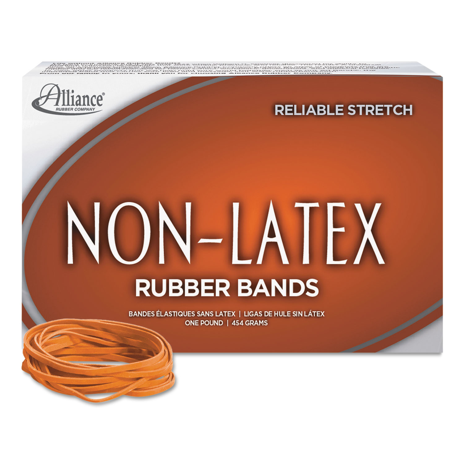 Non-Latex Rubber Bands, Sz. 33, Orange, 3 1/2 x 1/8, 720 Bands/1lb Box